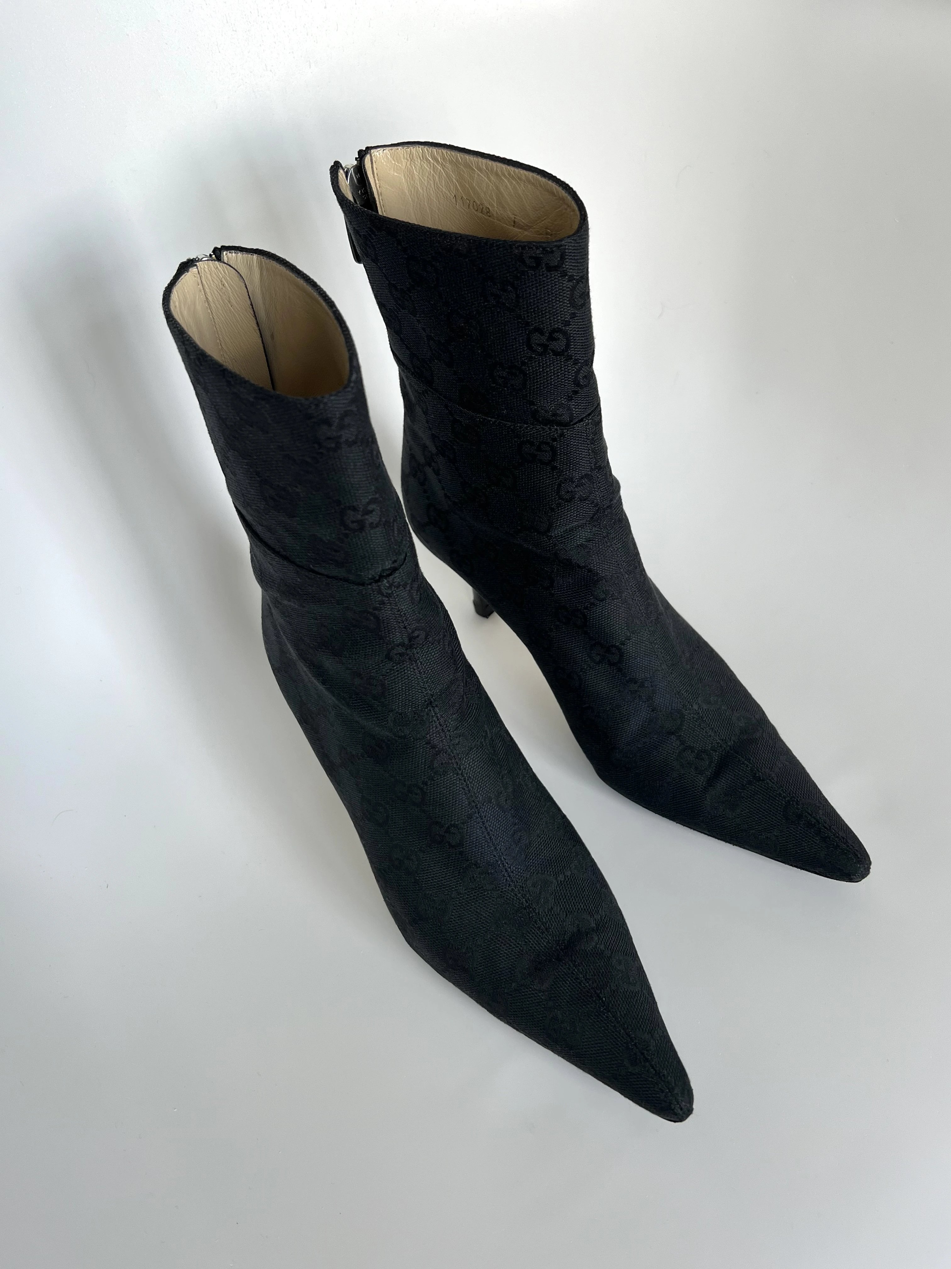 Gucci Black Monogram Ankle Boots