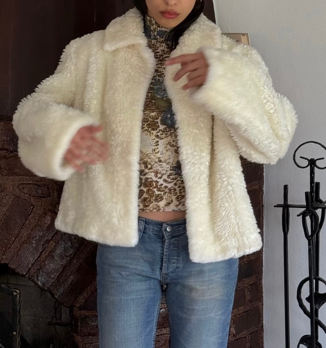 Cream Faux Fur Jacket