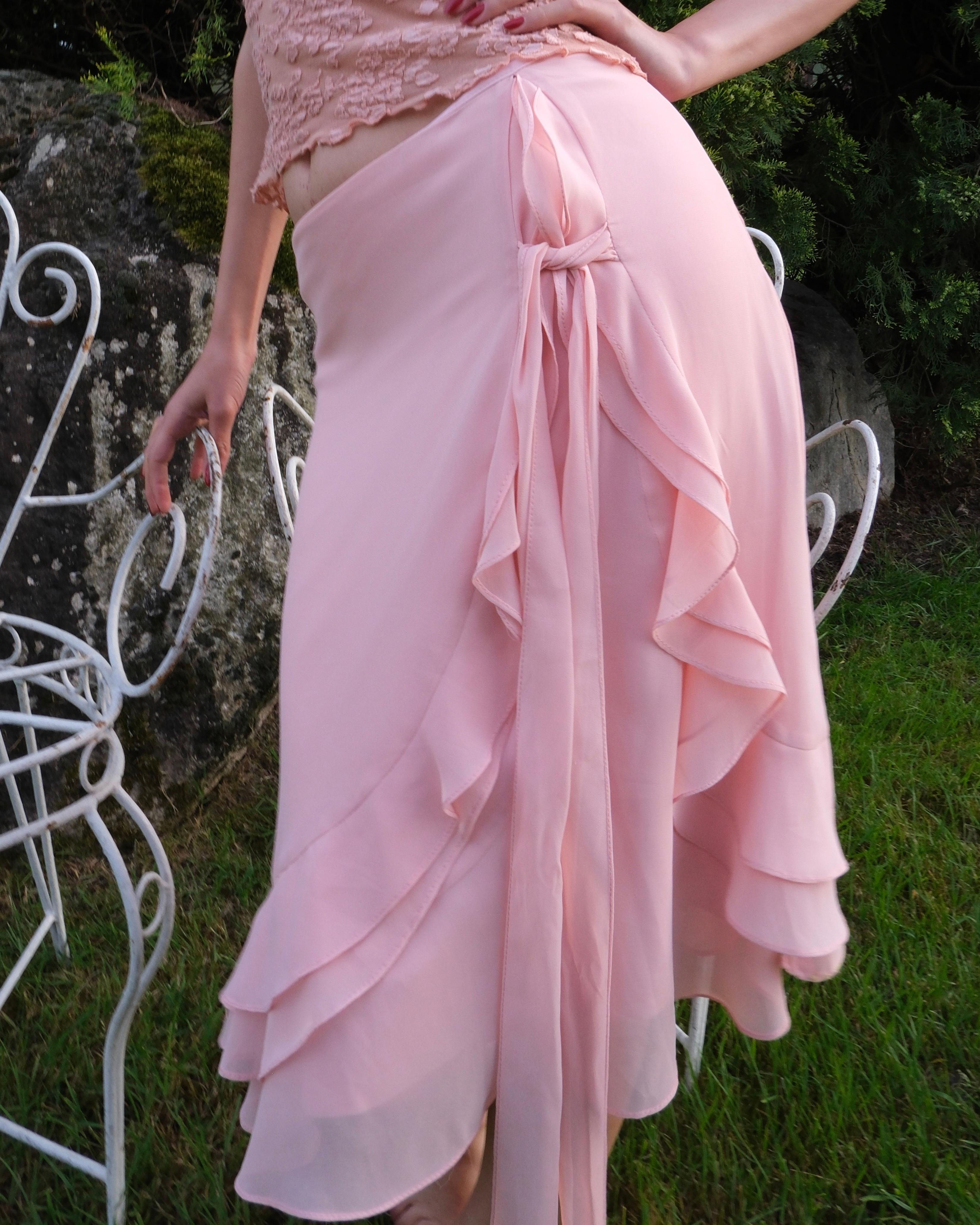 Pembe Şifon Etek