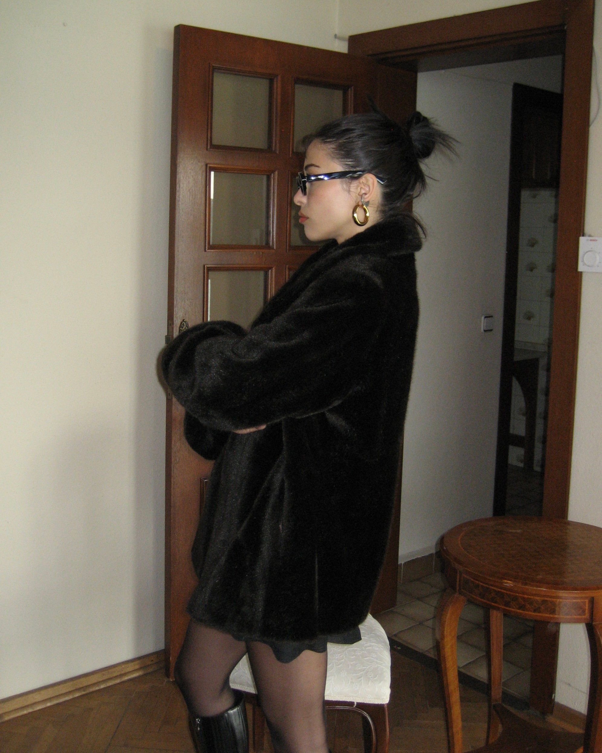 Brown Short Faux Fur Coat
