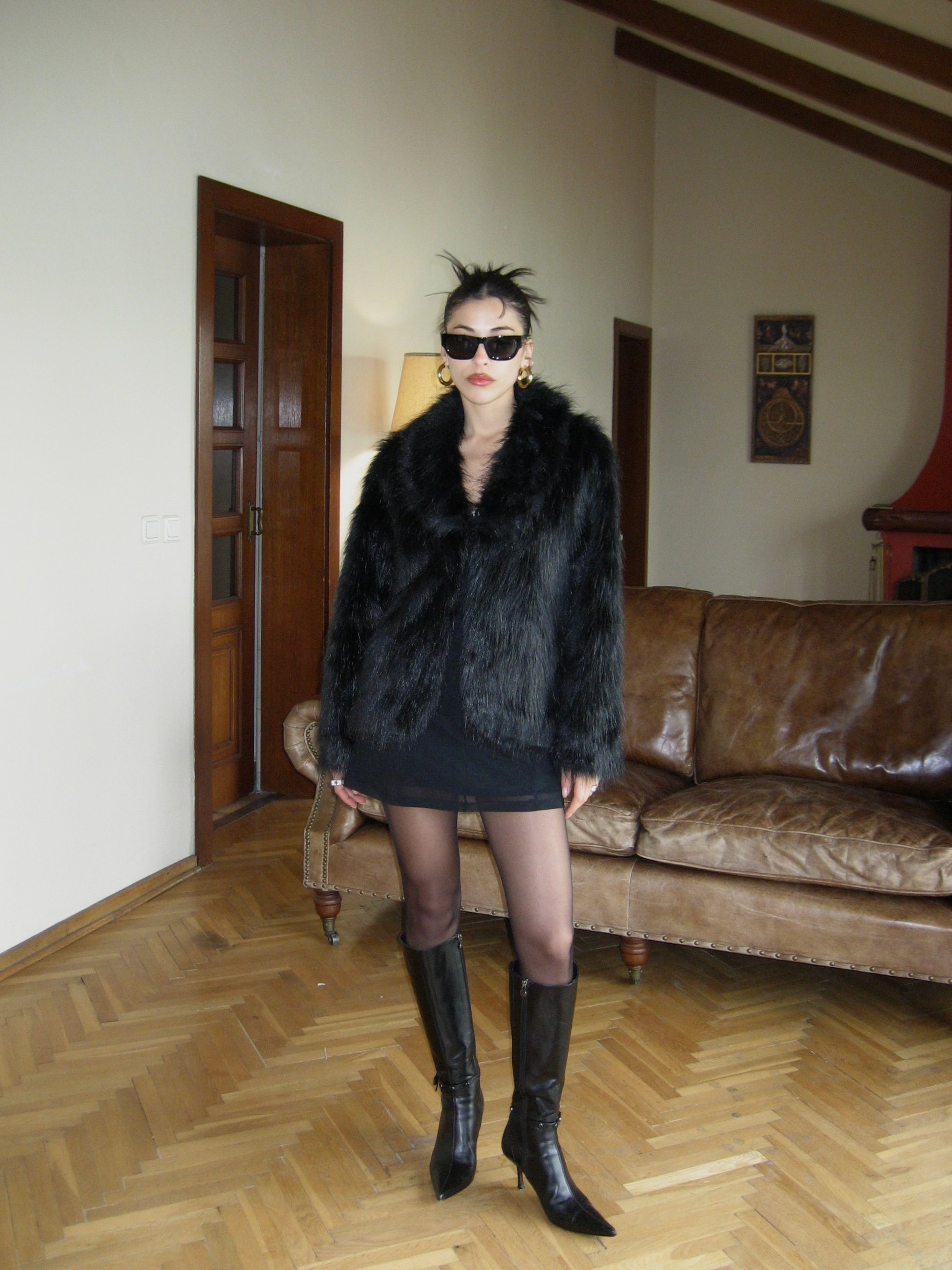 Black Short Faux Fur Jacket