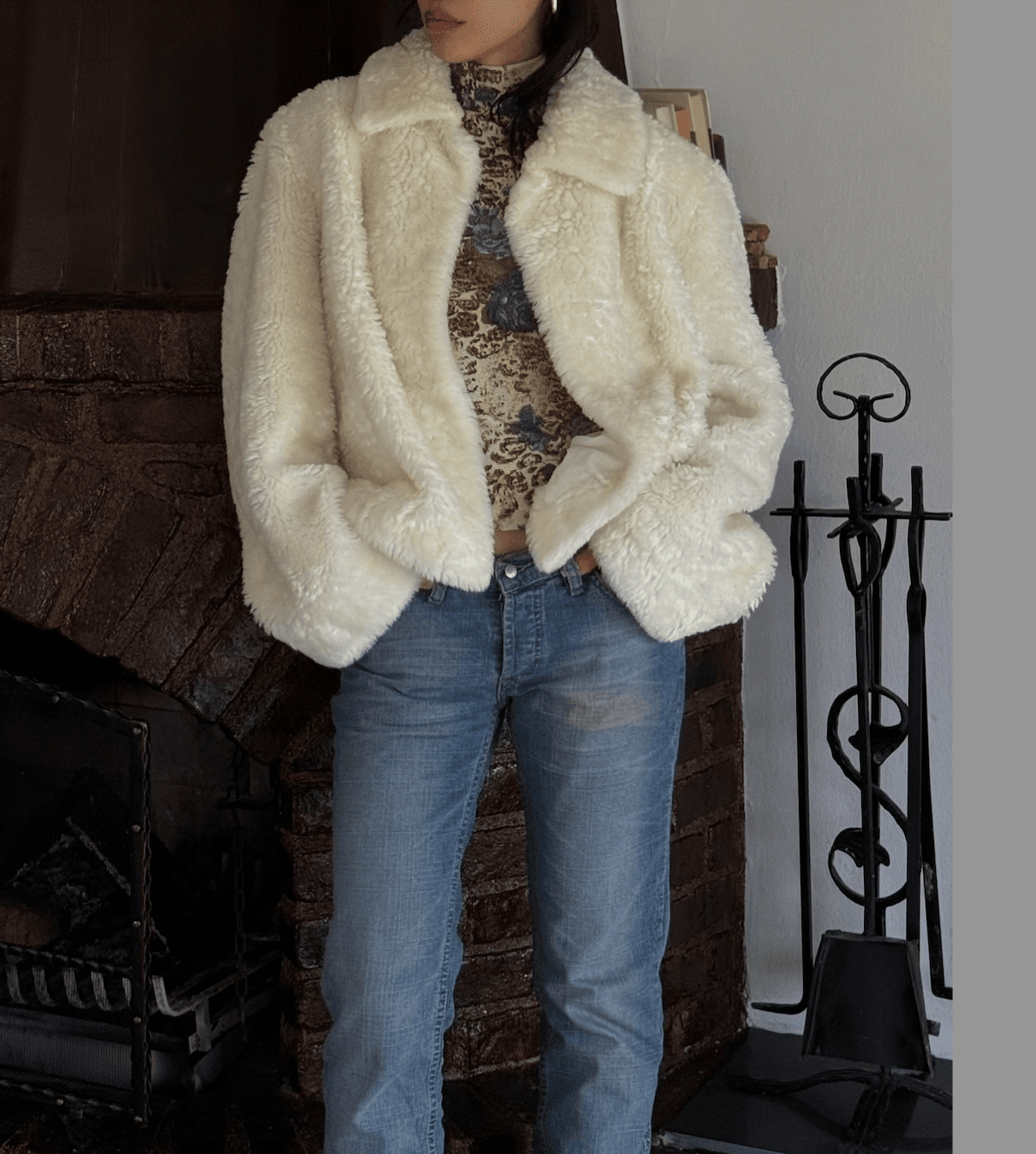 Cream Faux Fur Jacket