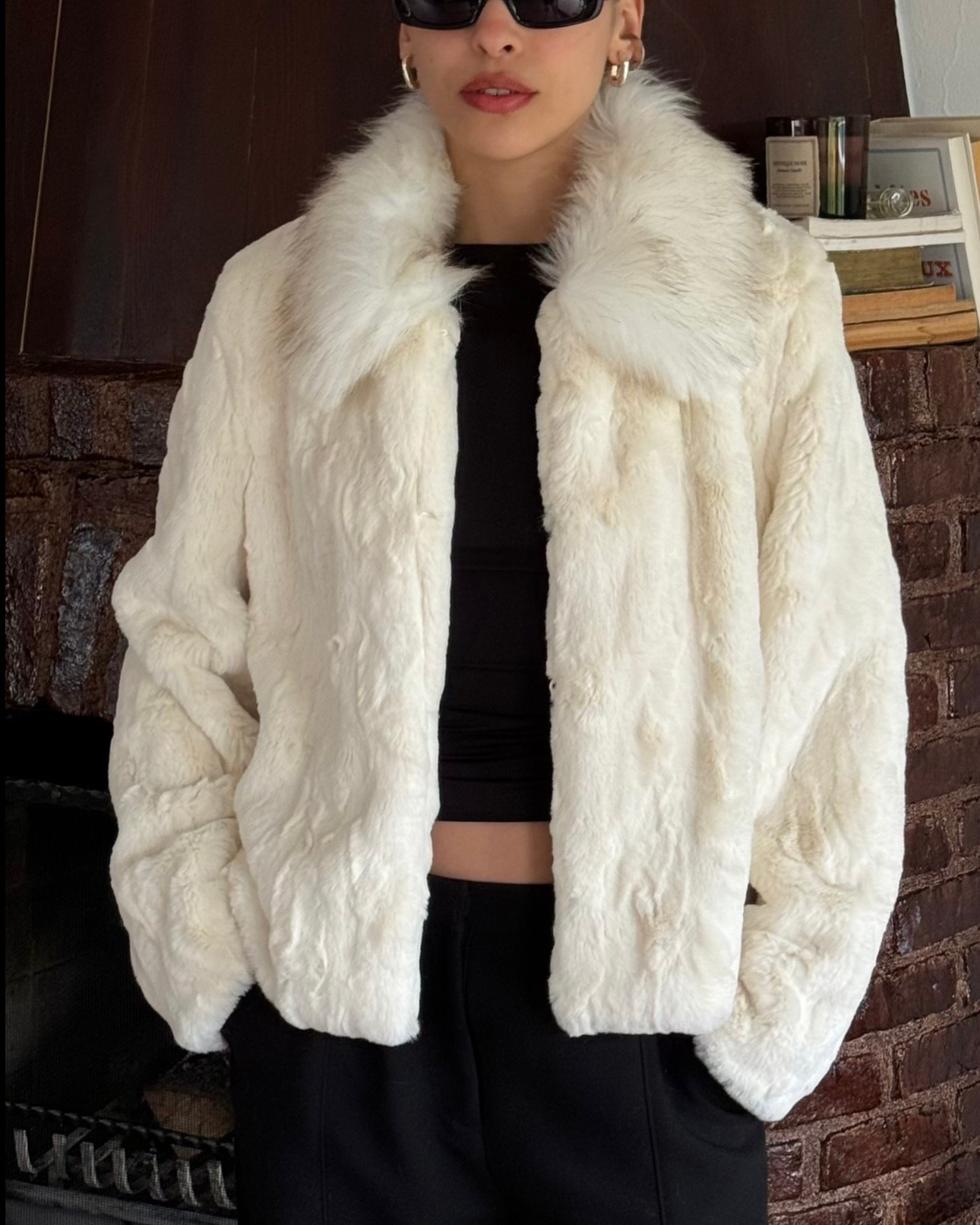 Faux Fur Jacket with Collar Detail