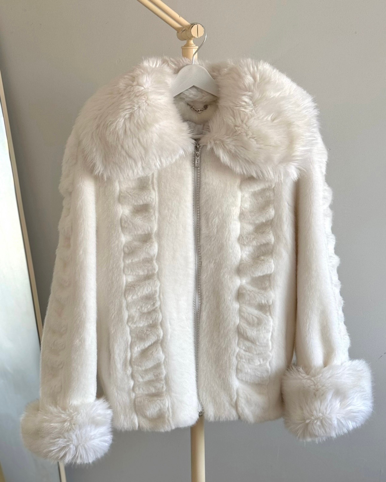 Vintage White Faux Fur Coat