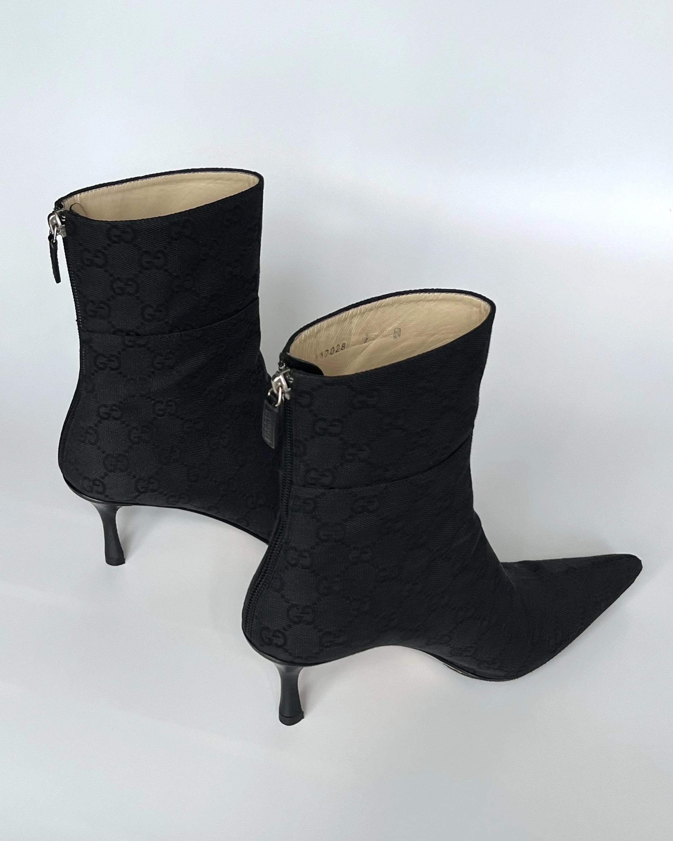 Gucci Black Monogram Ankle Boots