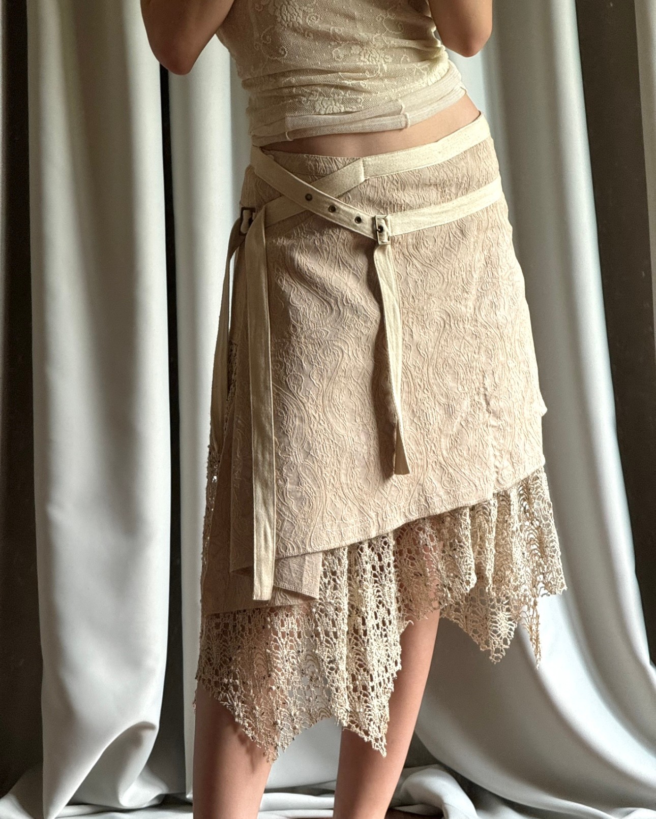 Asymmetric Beige Skirt