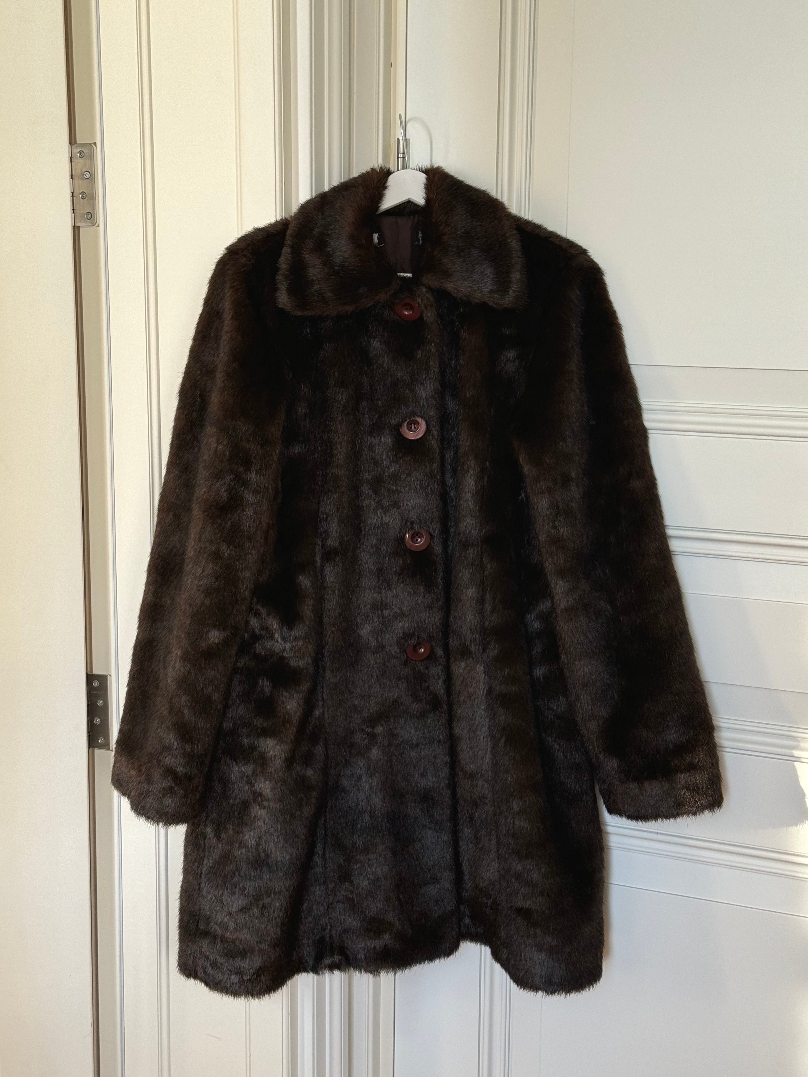 Buttoned Brown Faux Fur Coat