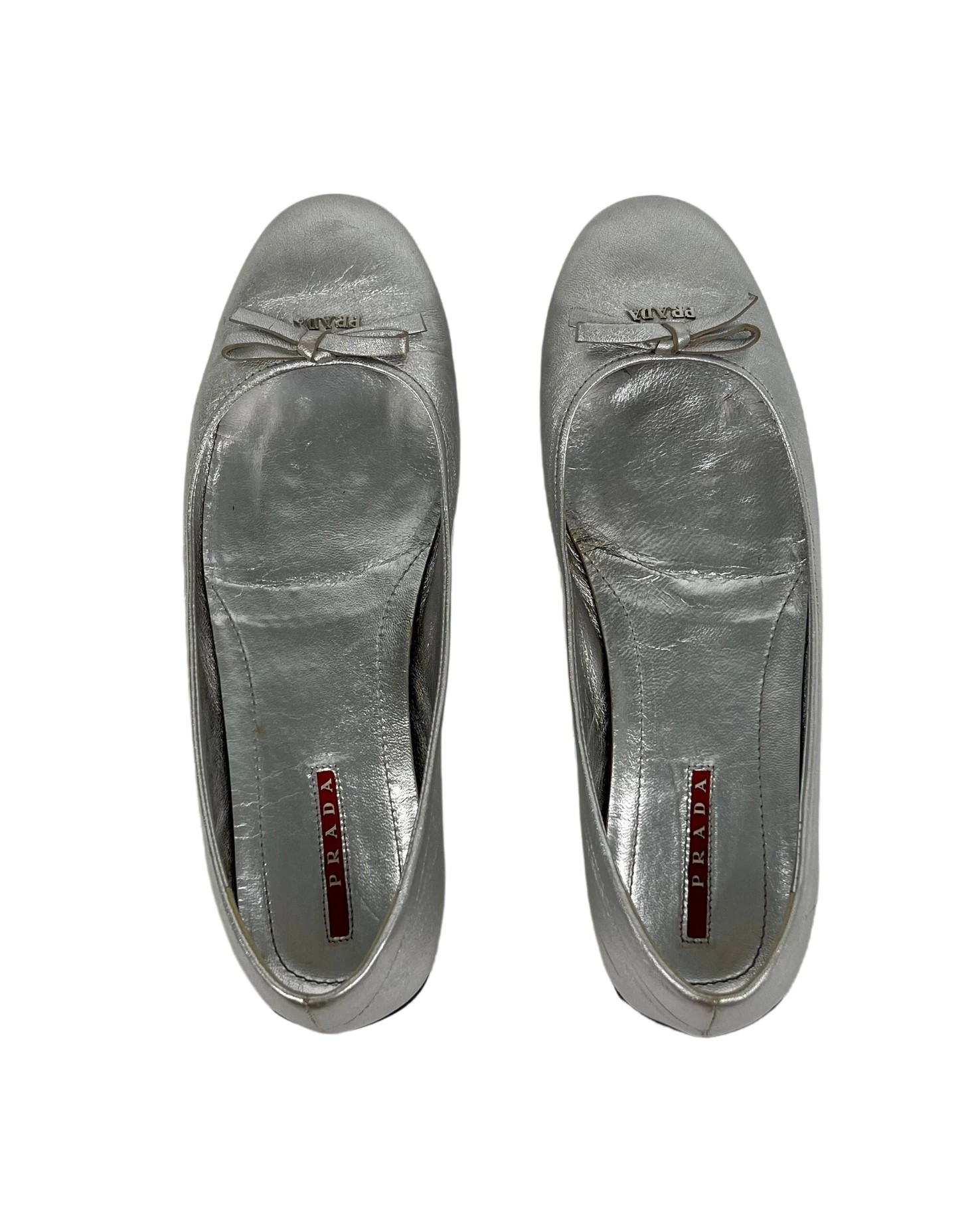 Prada Metallic Silver Ballerina