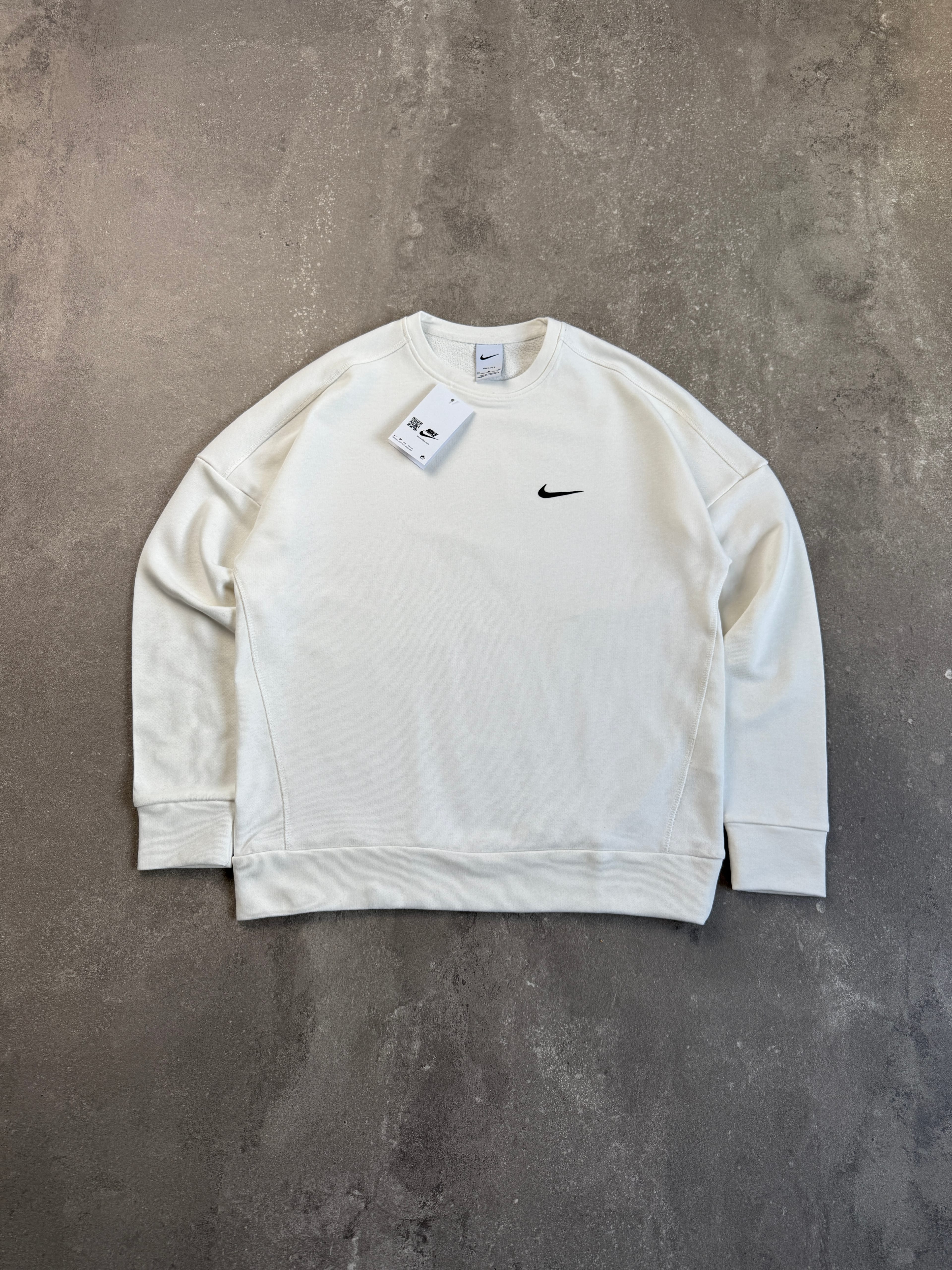 Nike Swoosh Logo Premium  Sweatshirt l N-1107 - Beyaz