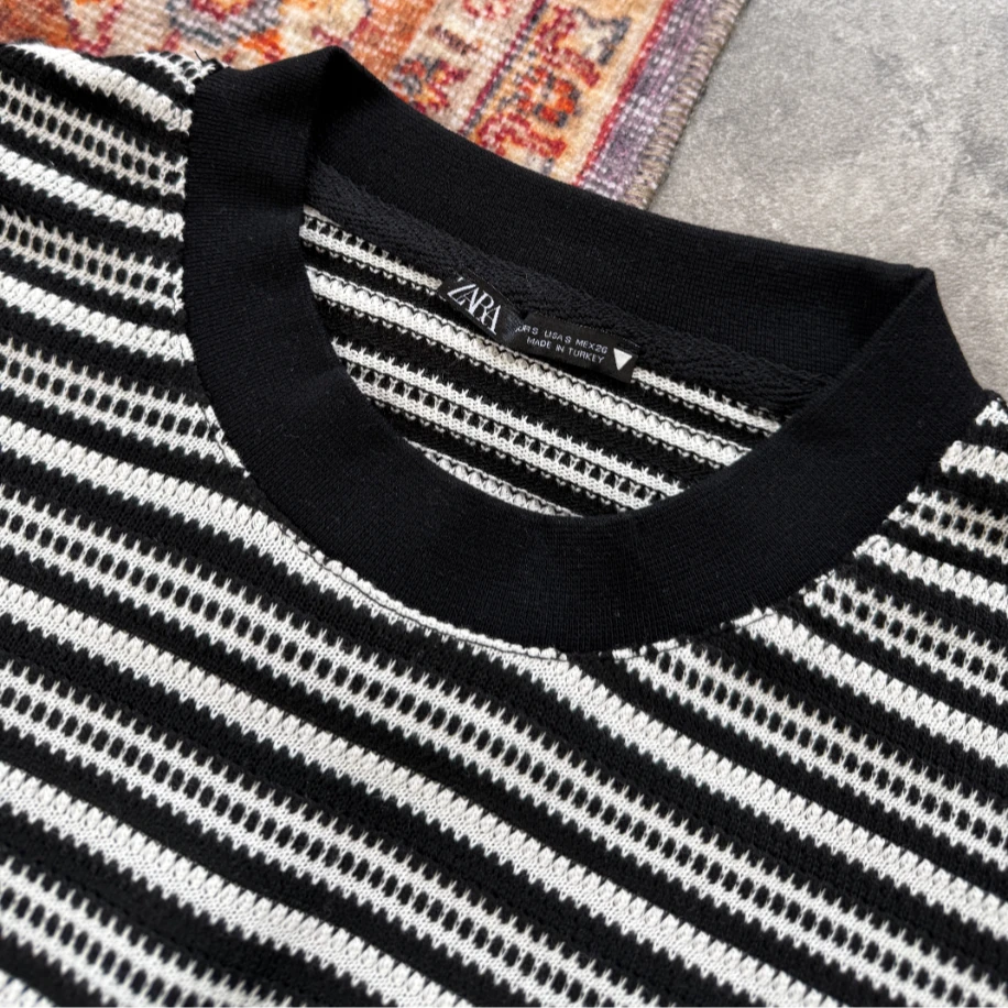 Z*RA Çizgi Dokuma Premium Oversize T-Shirt l ZR-1019