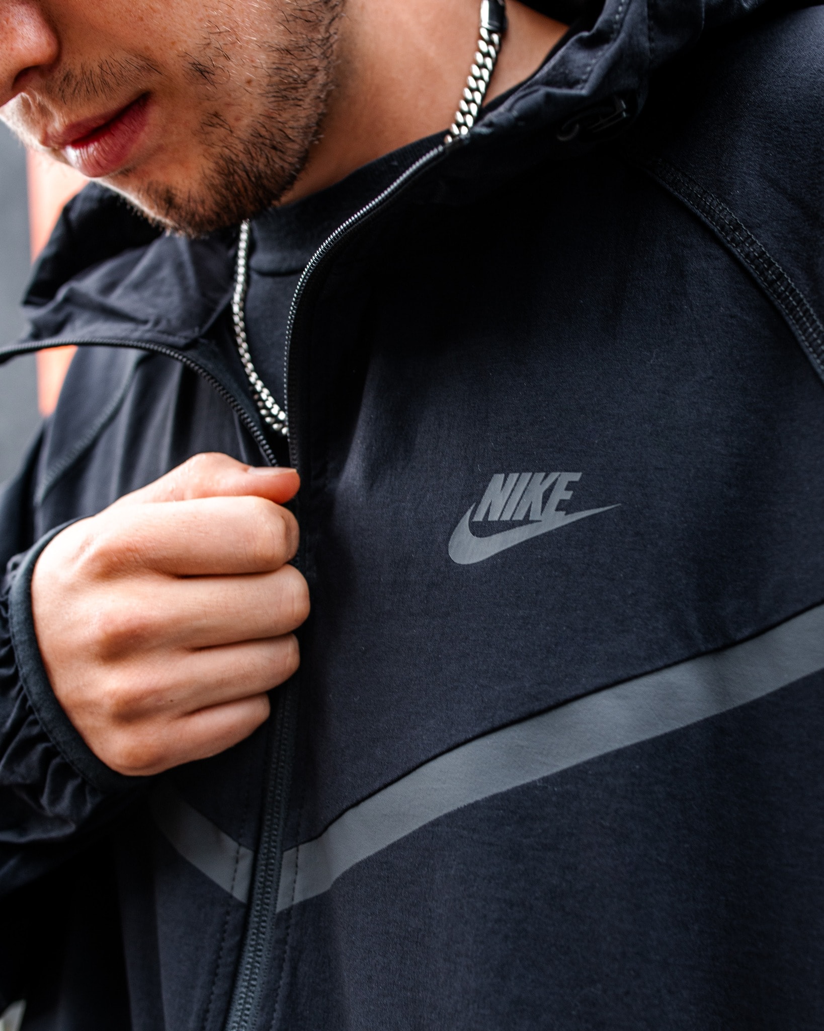Nike  Tech Fleece Woven Windrunner Full Zip Hoodie l N-1099