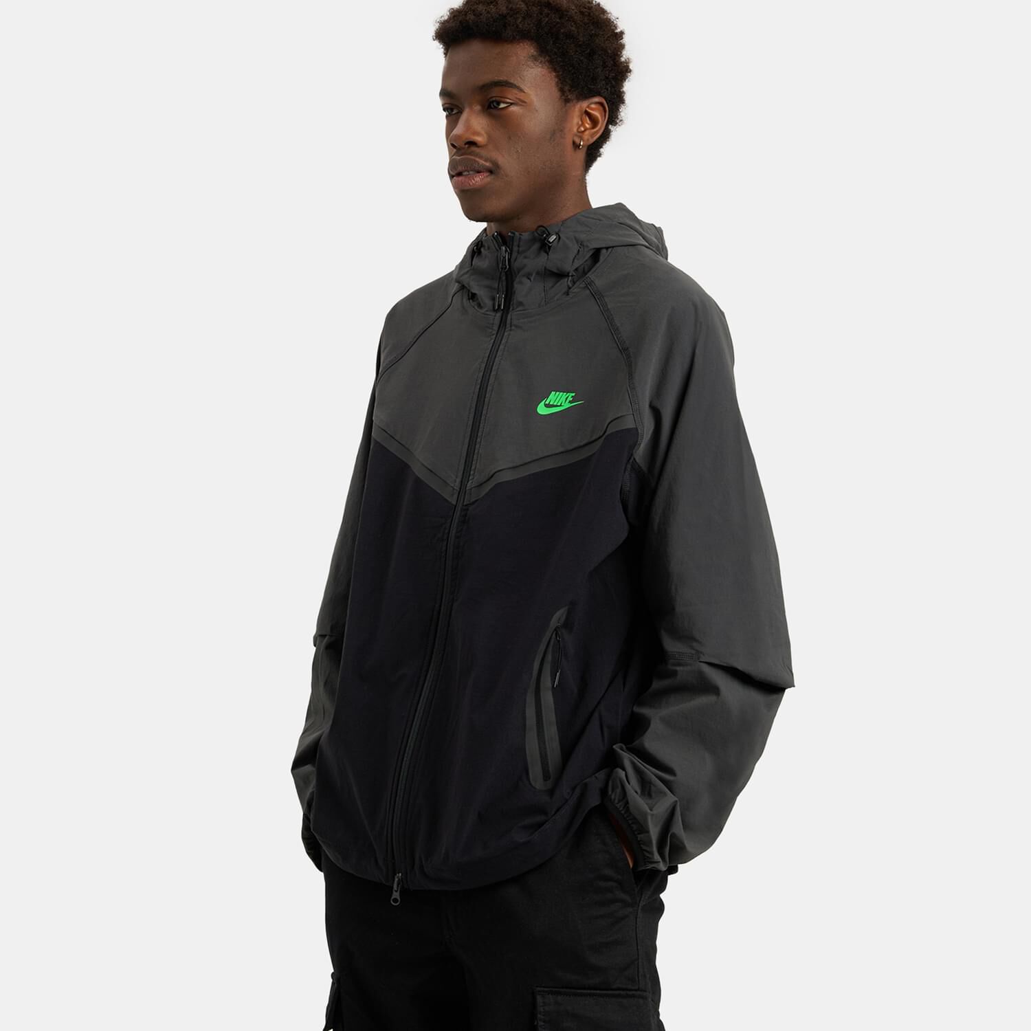 Nike  Tech Fleece Woven Windrunner Full Zip Hoodie l N-1099 - Antrasit-Siyah