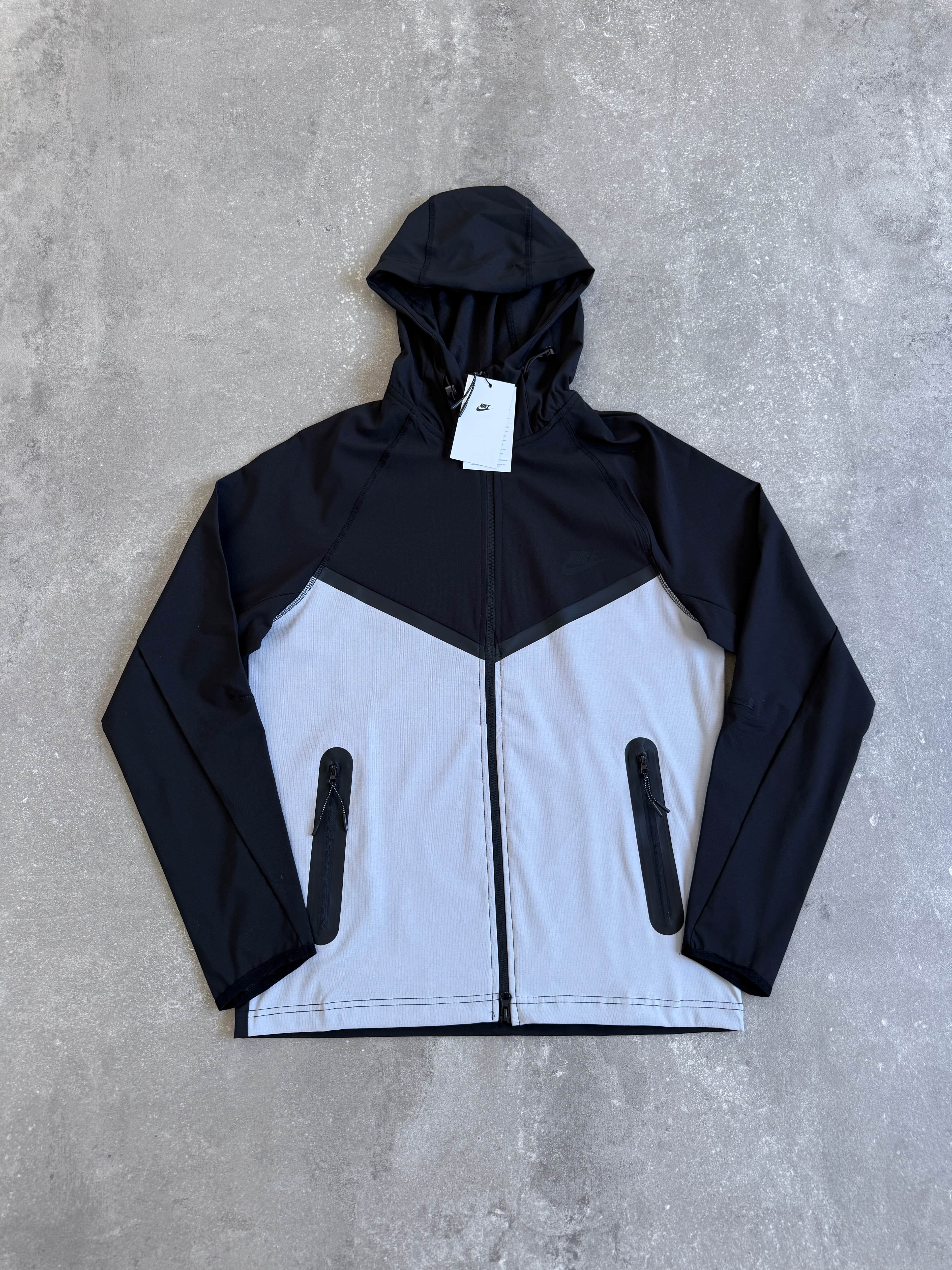 Nike  Tech Fleece Woven Windrunner Full Zip Hoodie l N-1099 - Gri-Siyah