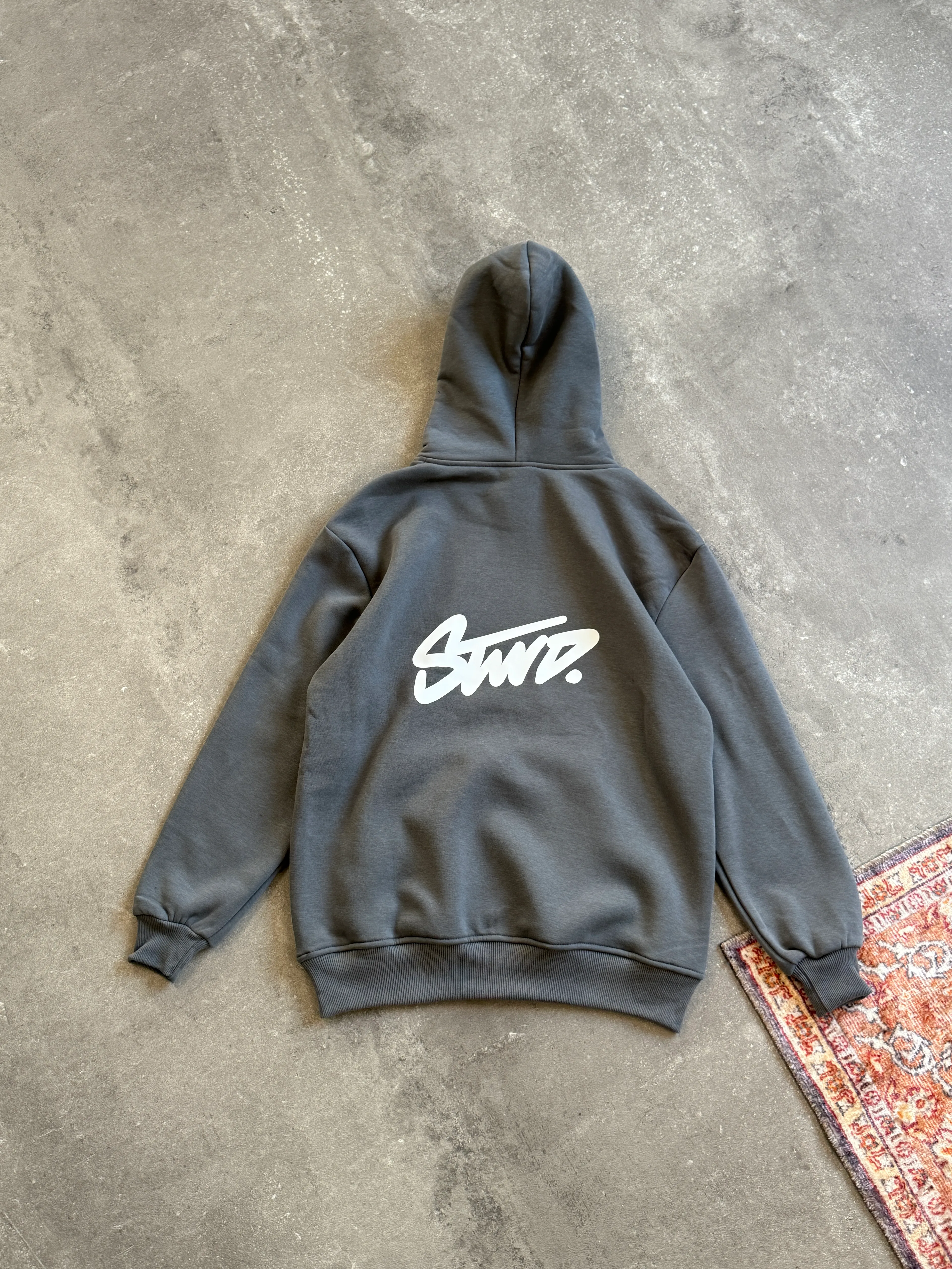 PB STWD Back Print Oversized Hoodie l PB-1004 - Taş Gri