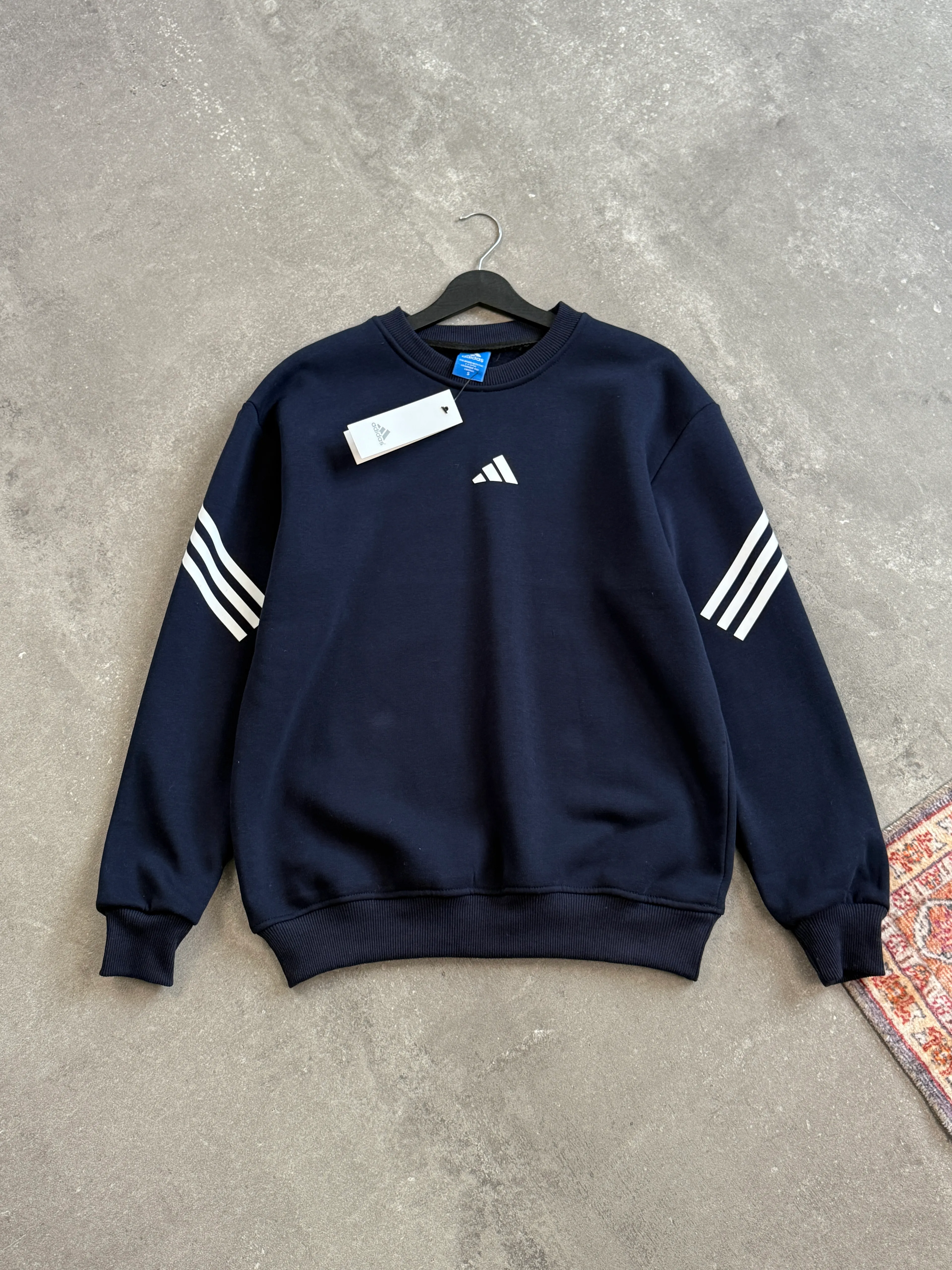 Adi*** Arm Striped Oversized Sweatshirt l AD-1102 - Lacivert