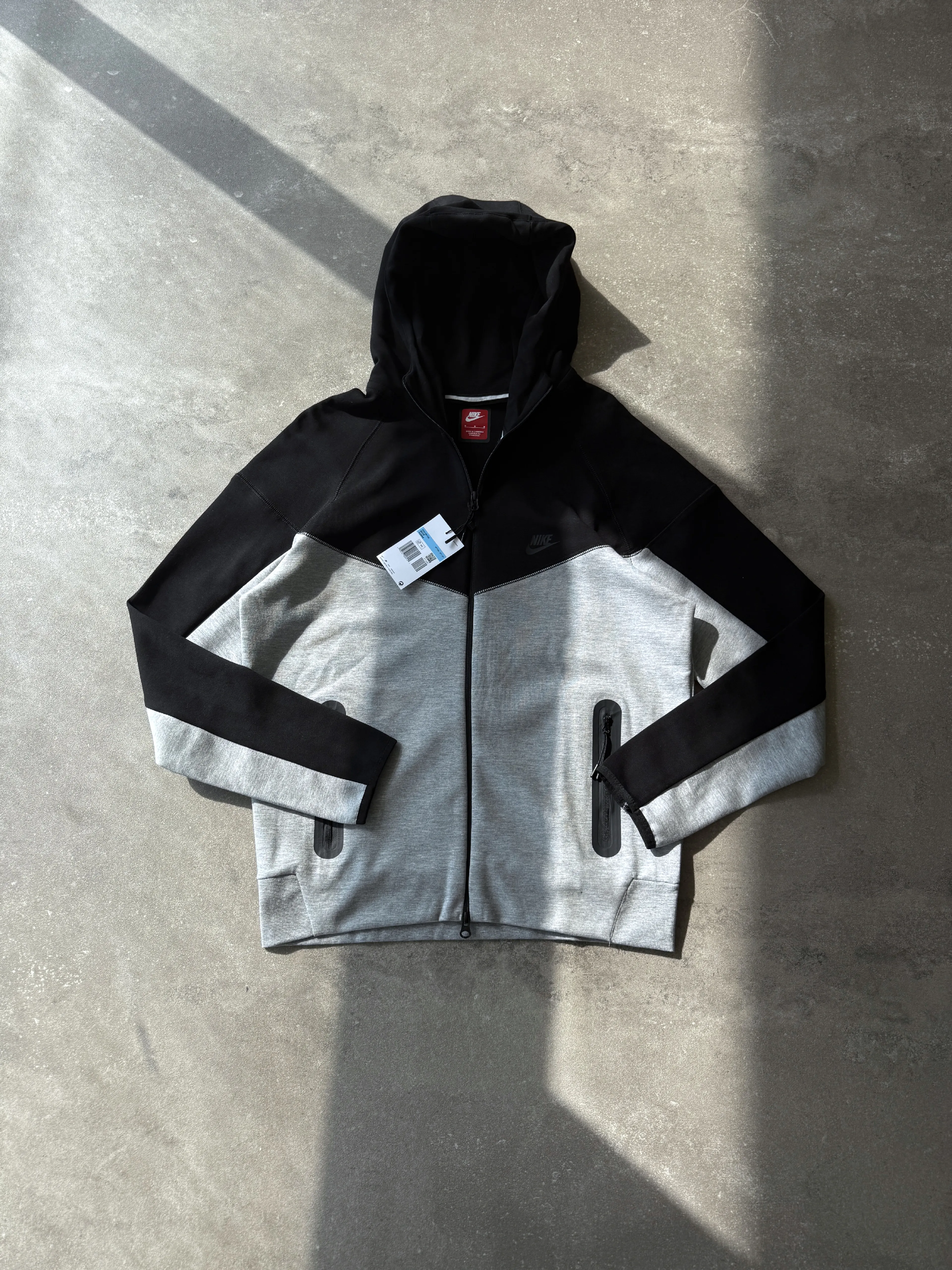 Nike  Tech Fleece Full Zip Hoodie l N-1109 - Gri-Siyah
