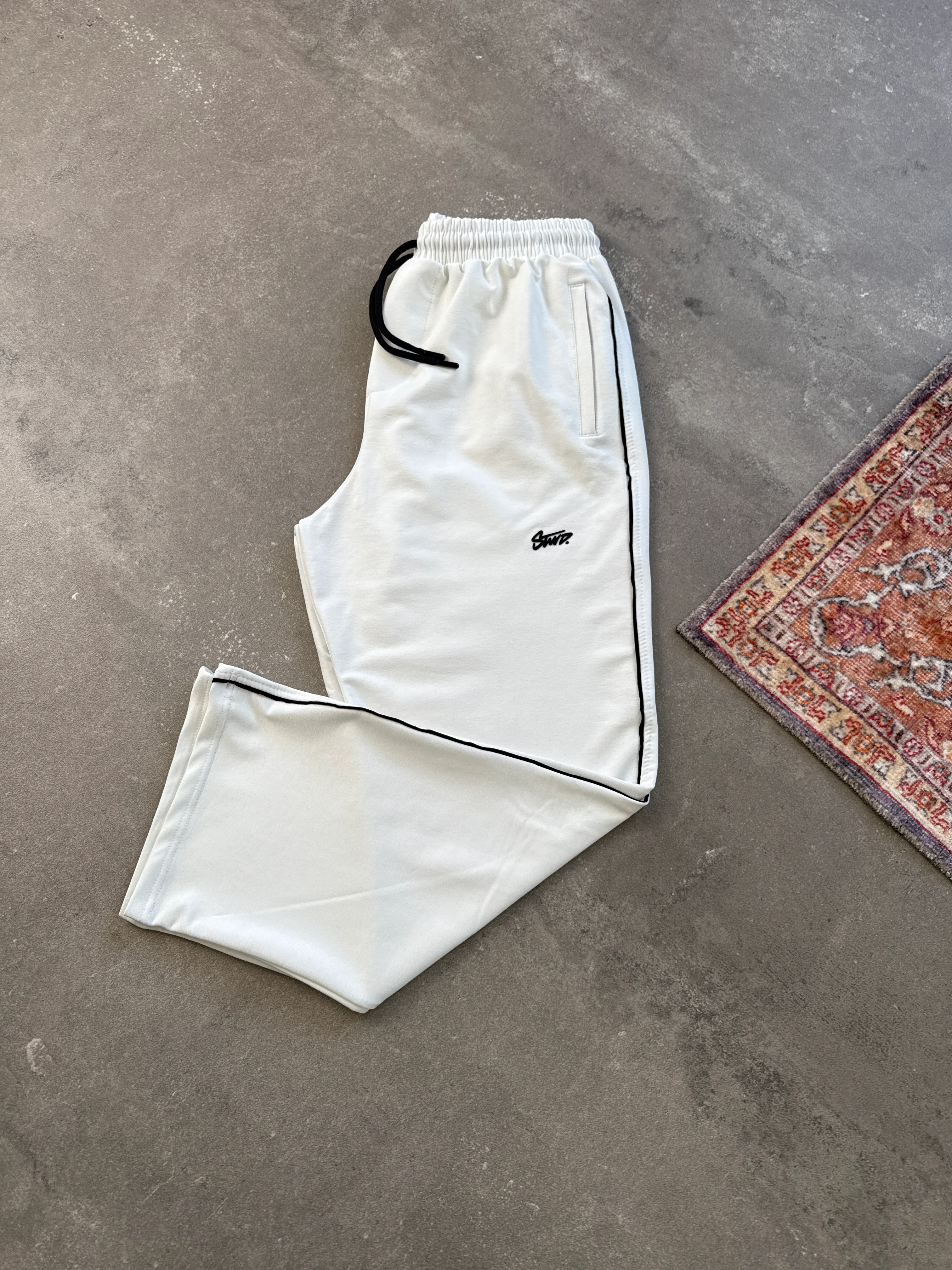 PB STWD Baggy Fit Çizgili Eşofman  |  PB-1002 - Beyaz