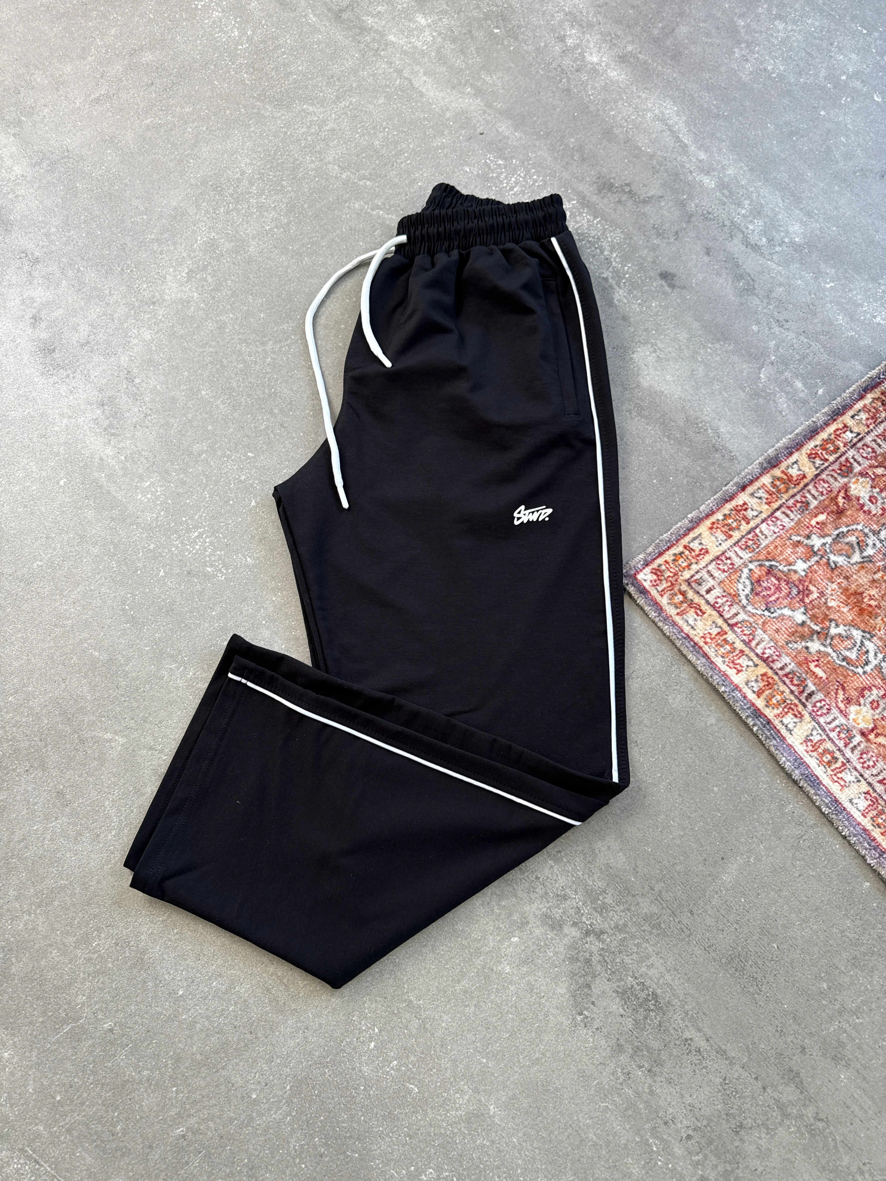 PB STWD Baggy Fit Çizgili Eşofman  |  PB-1002 - SİYAH