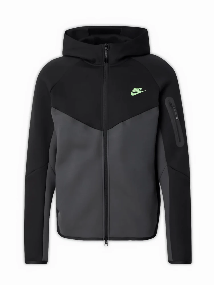 Nike  Tech Fleece Full Zip Hoodie l N-1109 - Siyah-Yeşil