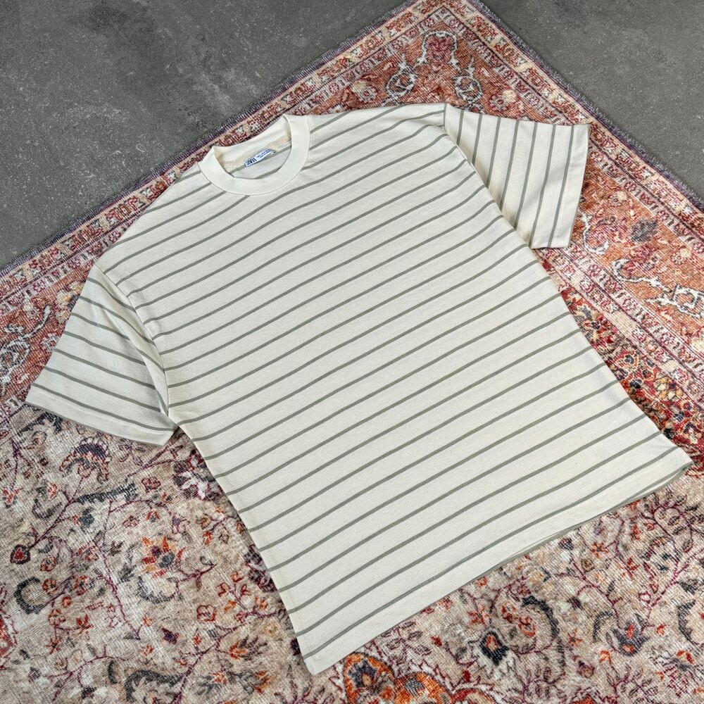 Z*RA Çizgi Dokuma Premium Oversize T-Shirt l  ZR-1001