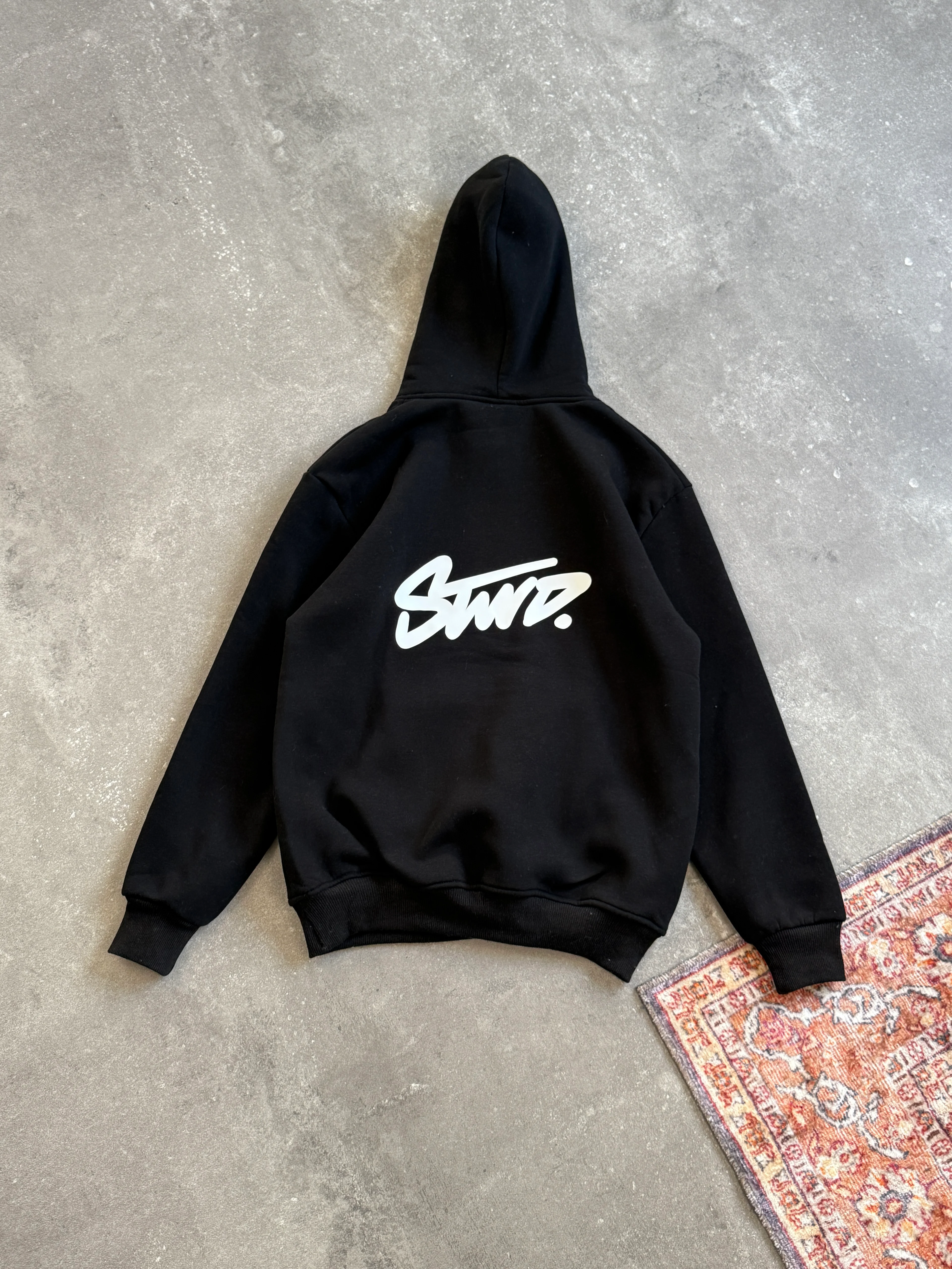 PB STWD Back Print Oversized Hoodie l PB-1004 - SİYAH