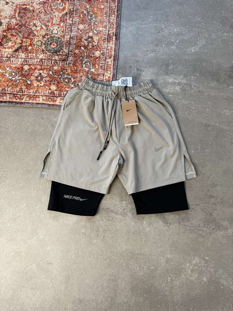 Nike Reflect Logo Pro Taytlı Training Şort l  N-1003 - Taş Gri