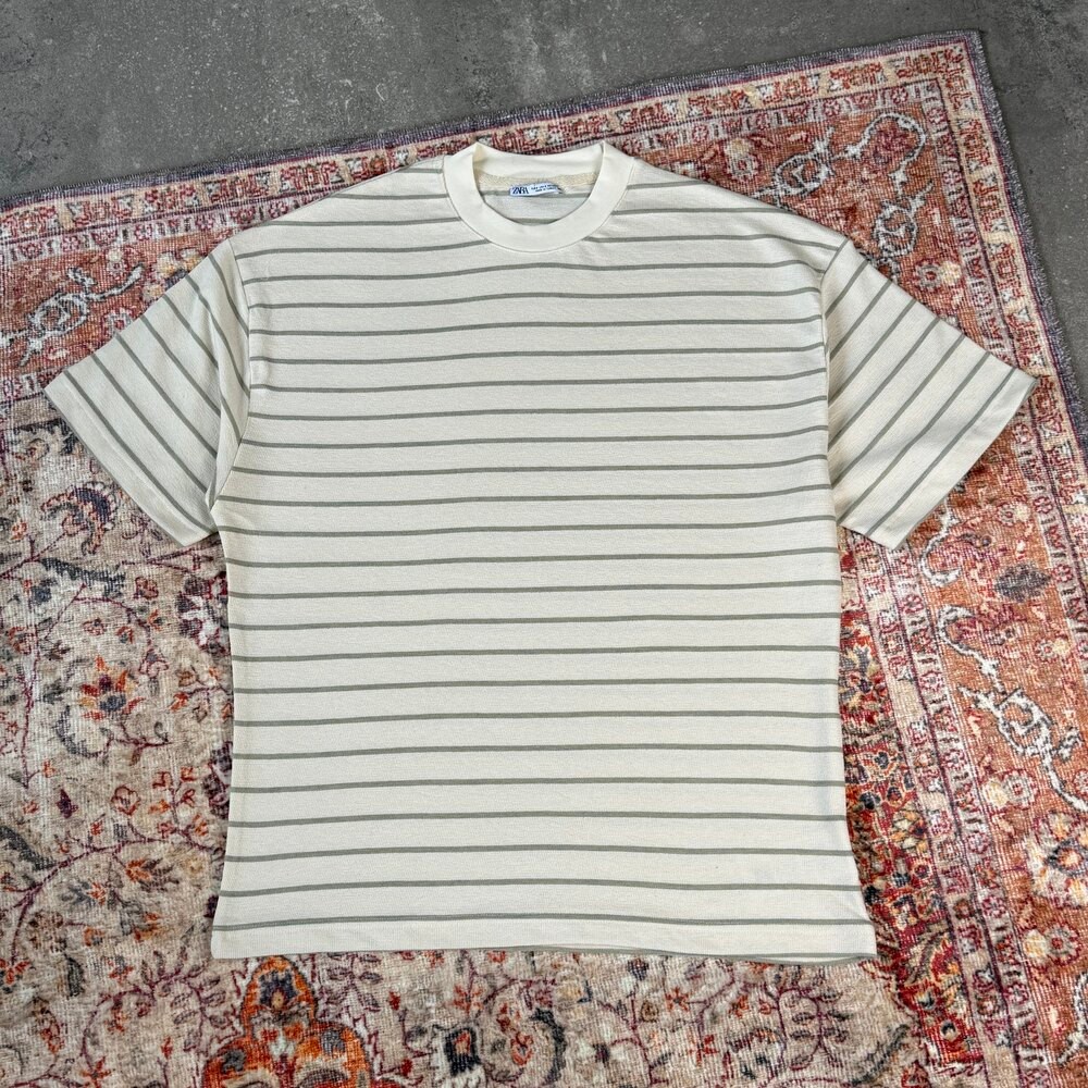 Z*RA Çizgi Dokuma Premium Oversize T-Shirt l  ZR-1001