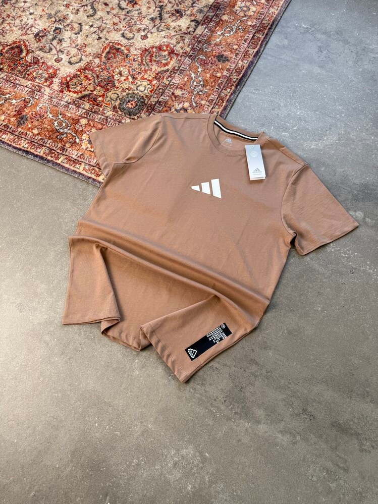 Adi*** Chest Logo Premium  T-Shirt | AD-1009 - Kahverengi