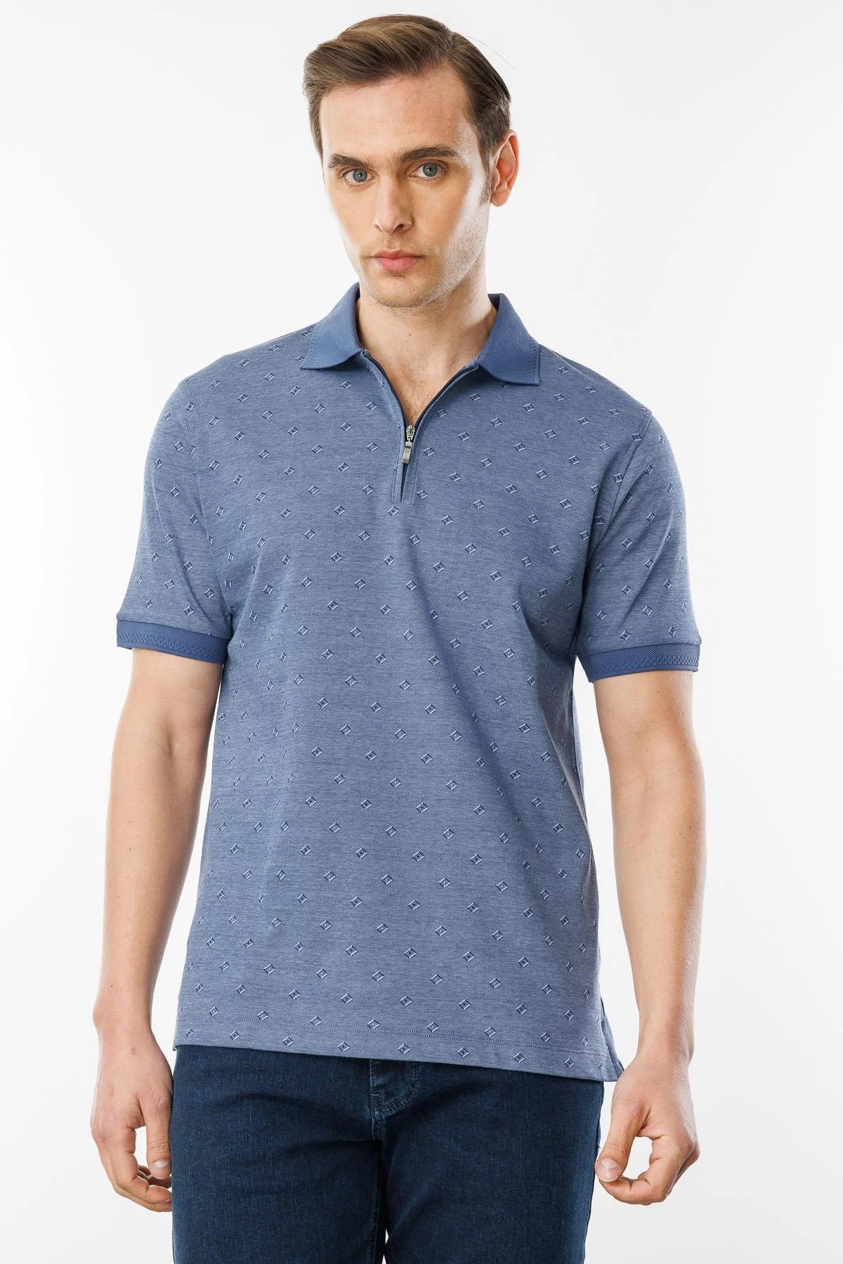 Erkek Fermuarlı T-shirt 601 - Lacivert
