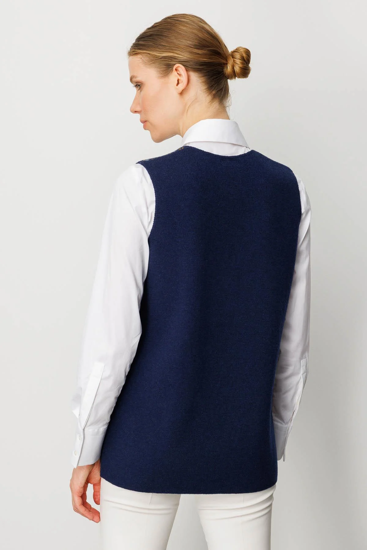 Kadın V Yaka Önü Keçe Fermuarlı Kısa Yün Yelek 25017