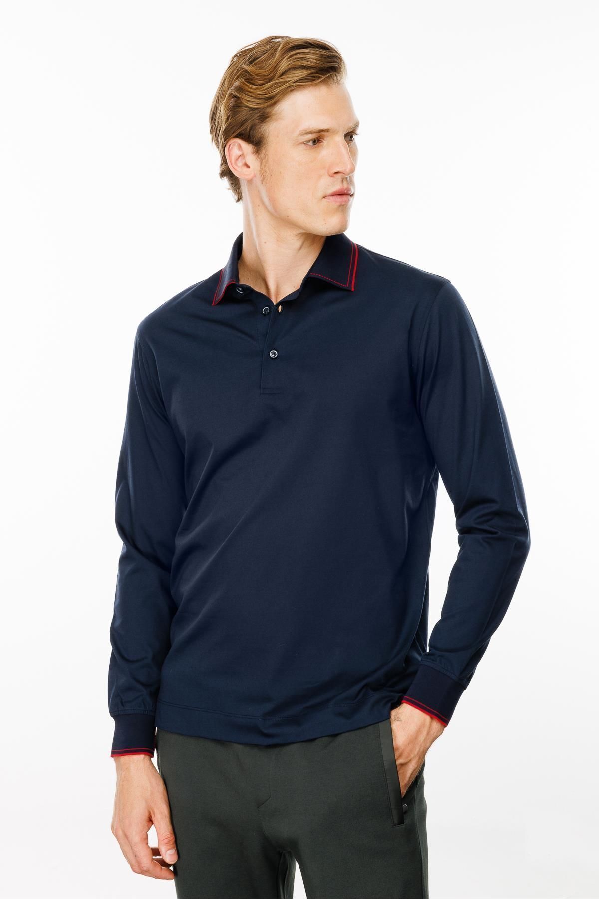 Erkek Polo Yaka Uzun Kollu Sweatshirt MTA13