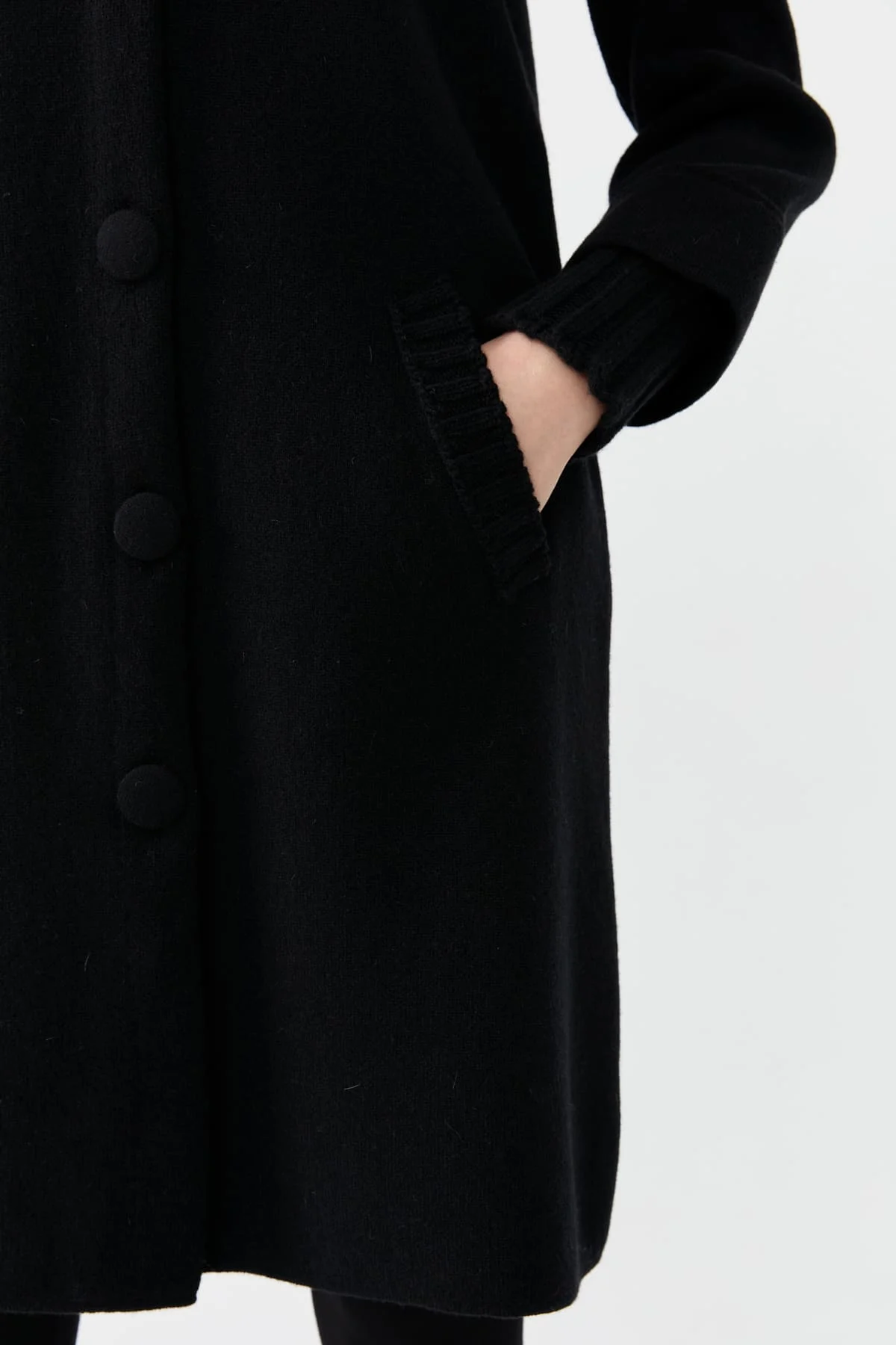 Kadın Dik Yaka Basic Uzun Yün Kaban 24045