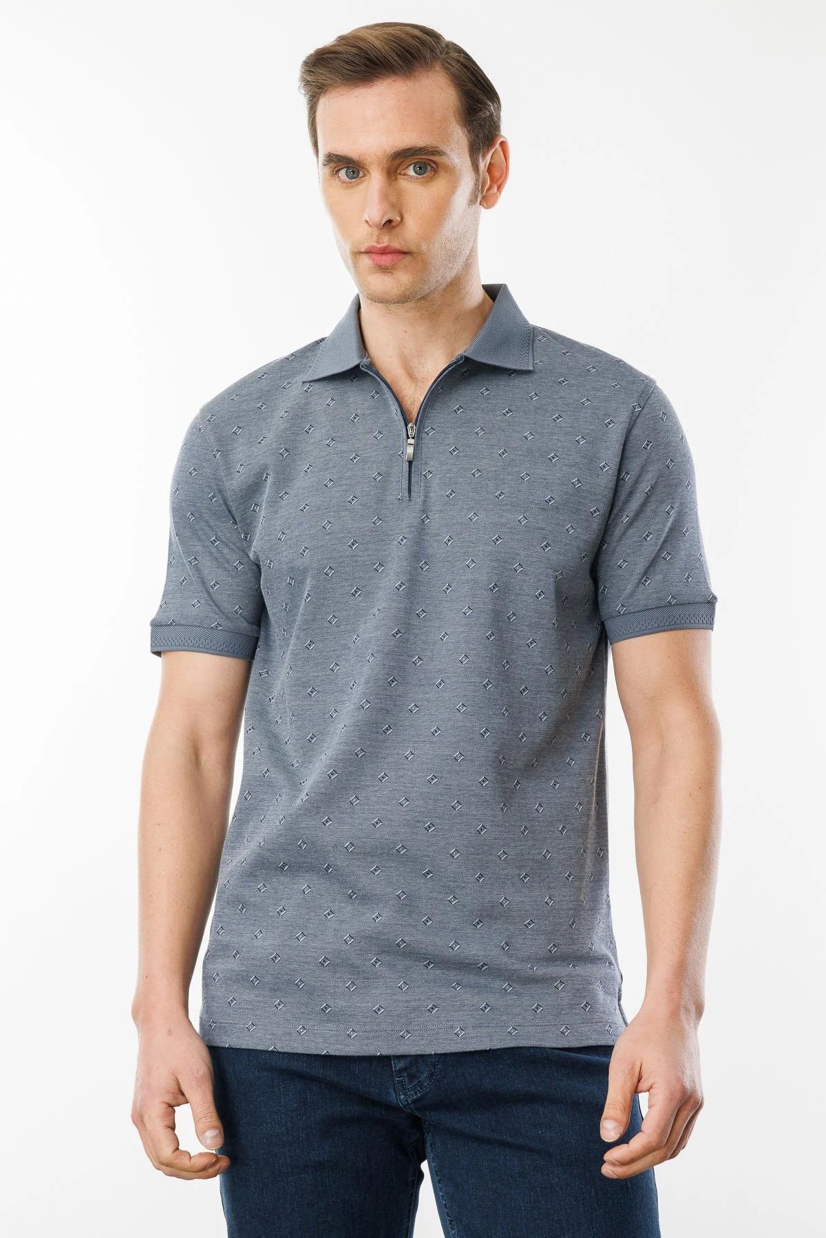Erkek Fermuarlı T-shirt 601 - FÜME