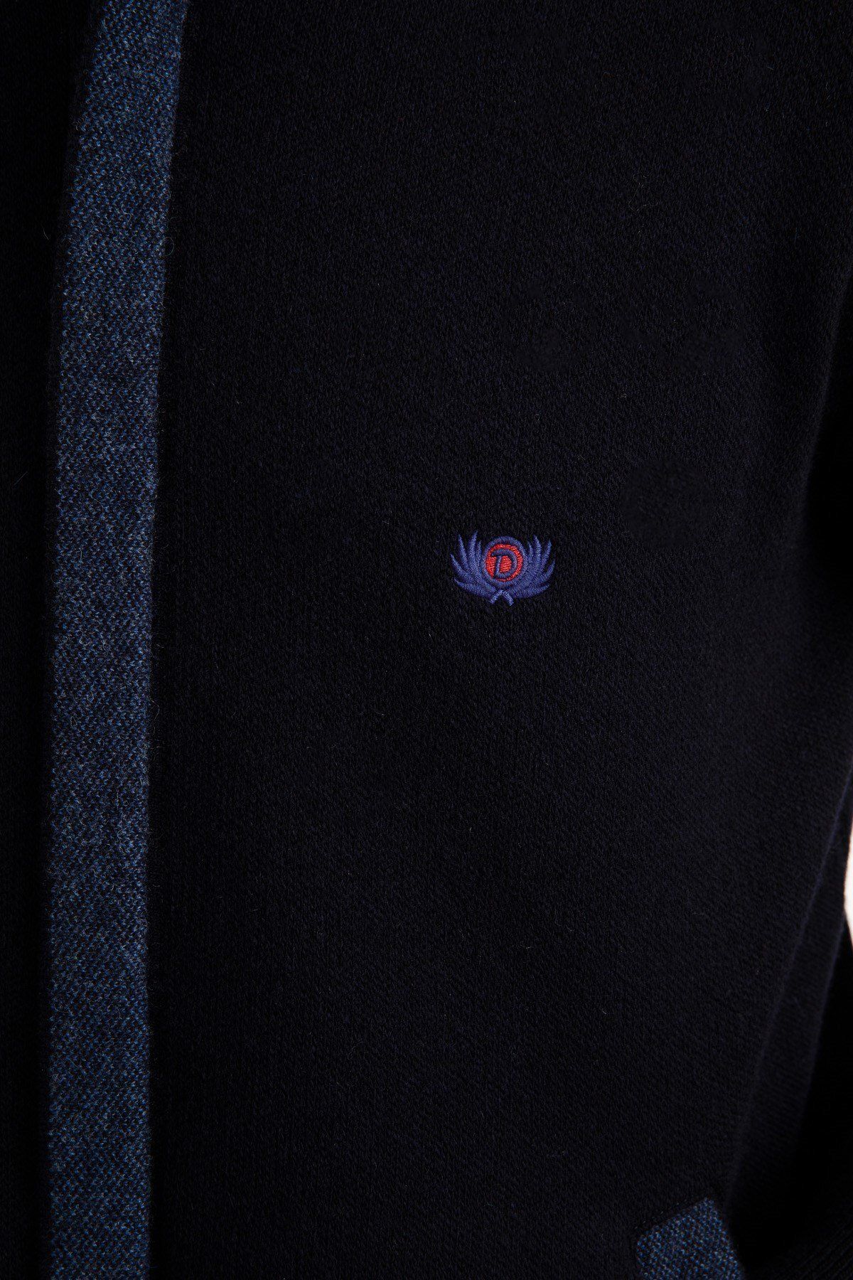 Erkek Pike Dokuma Fermuarlı Cepli Triko Mont Koyu Lacivert