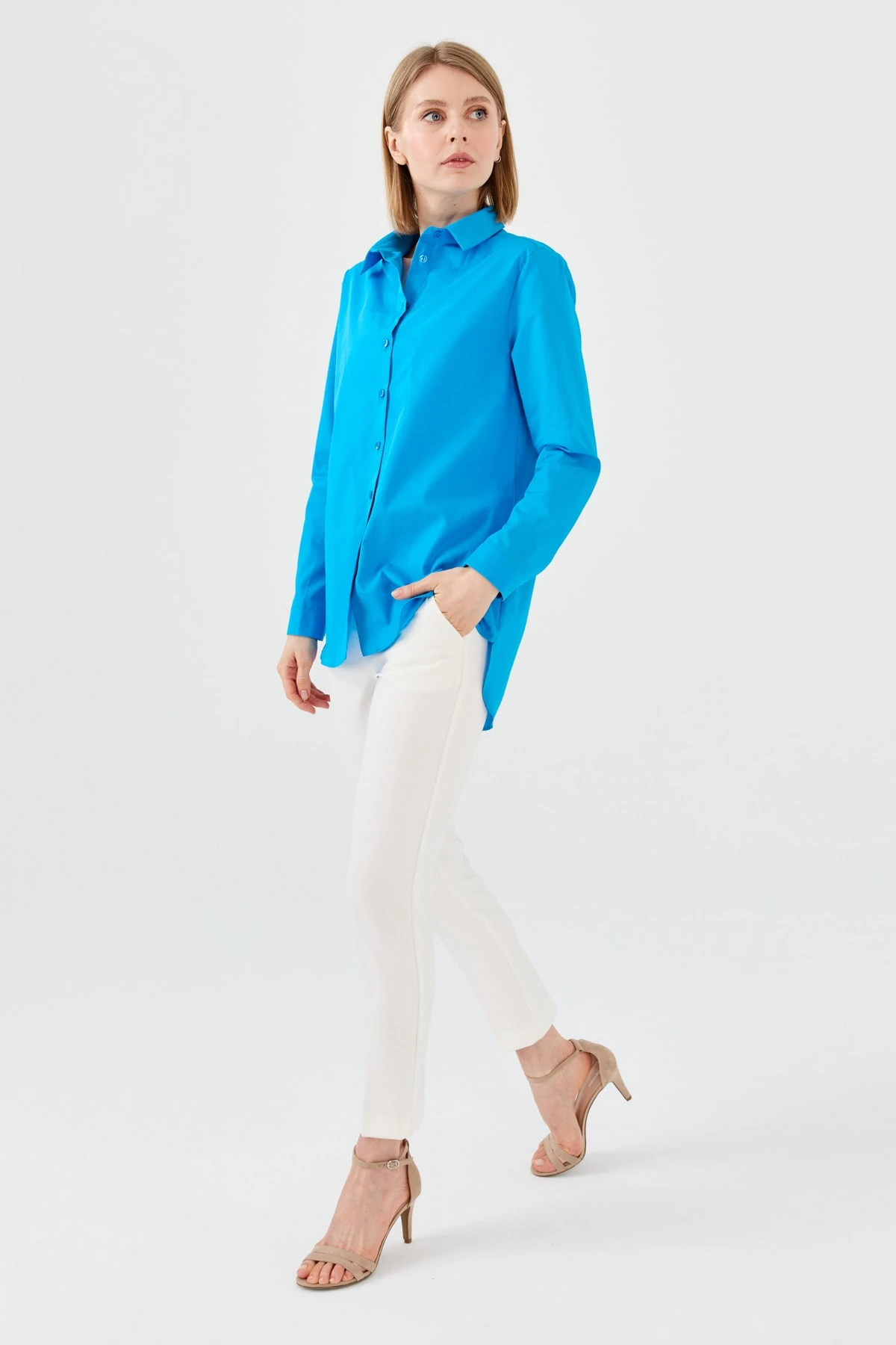 Kadın Koton Uzun Gömlek 22805