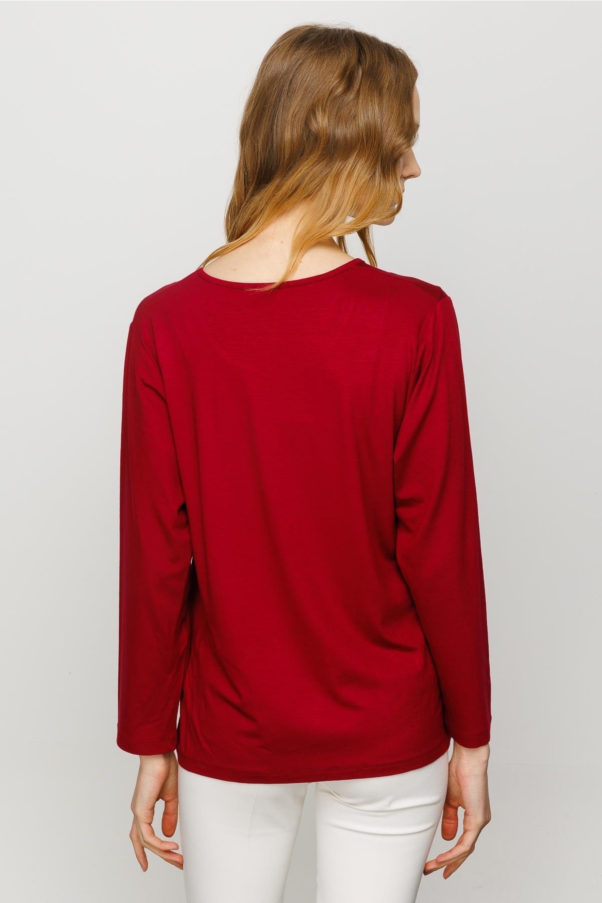 Kadın Sıfır Yaka Basic Penye Bluz 23787