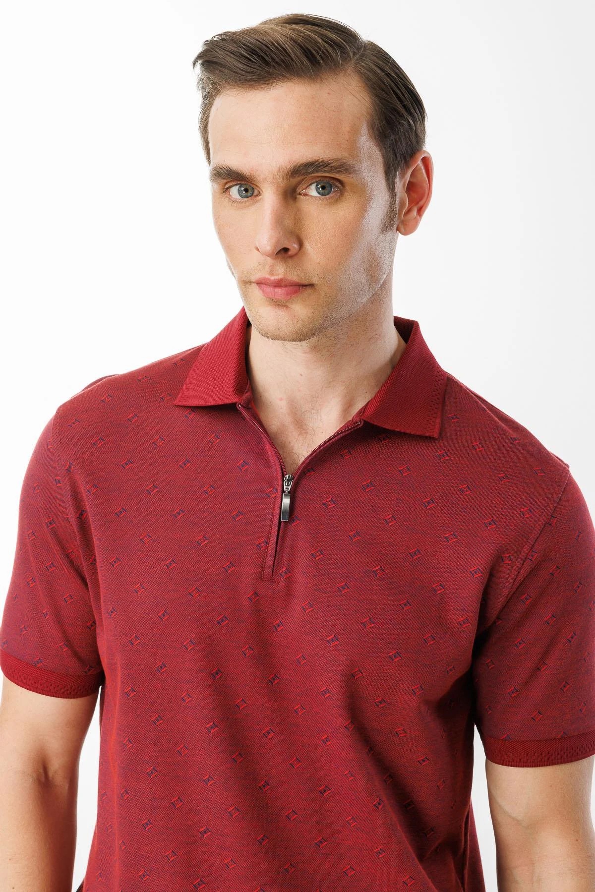 Erkek Fermuarlı T-shirt 601 - BORDO