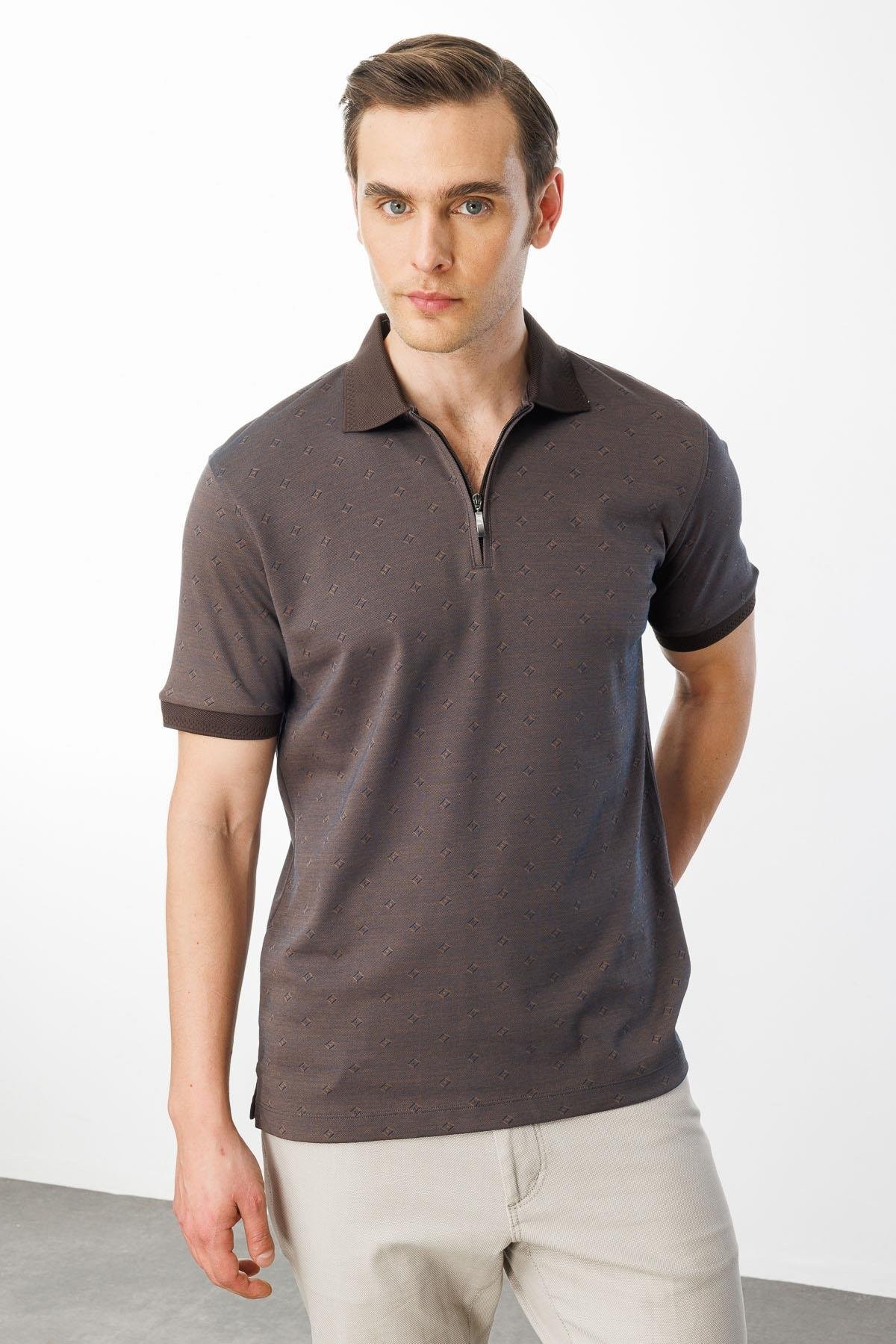 Erkek Fermuarlı T-shirt 601 - KAHVE