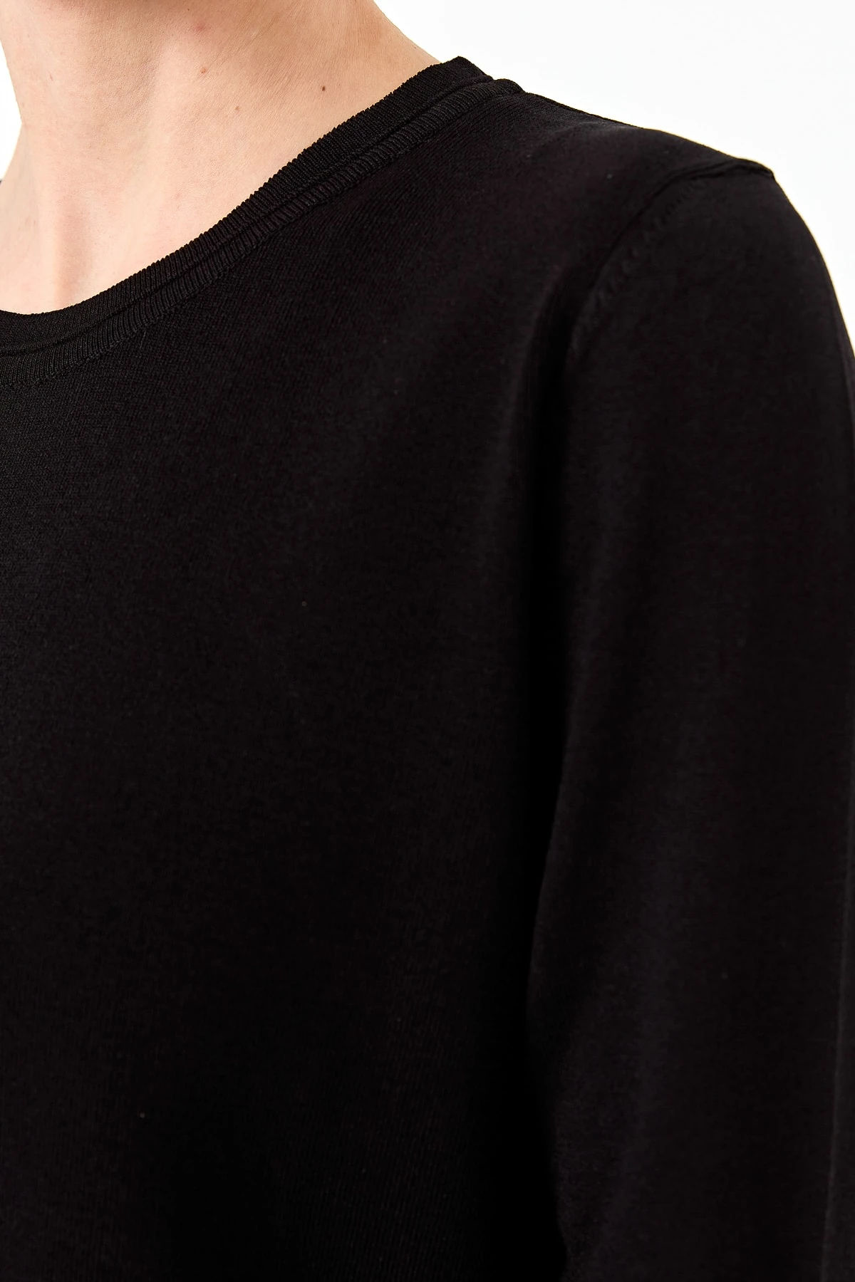 Kadın Sıfır Yaka Yanı Düğmeli Triko Bluz 23355