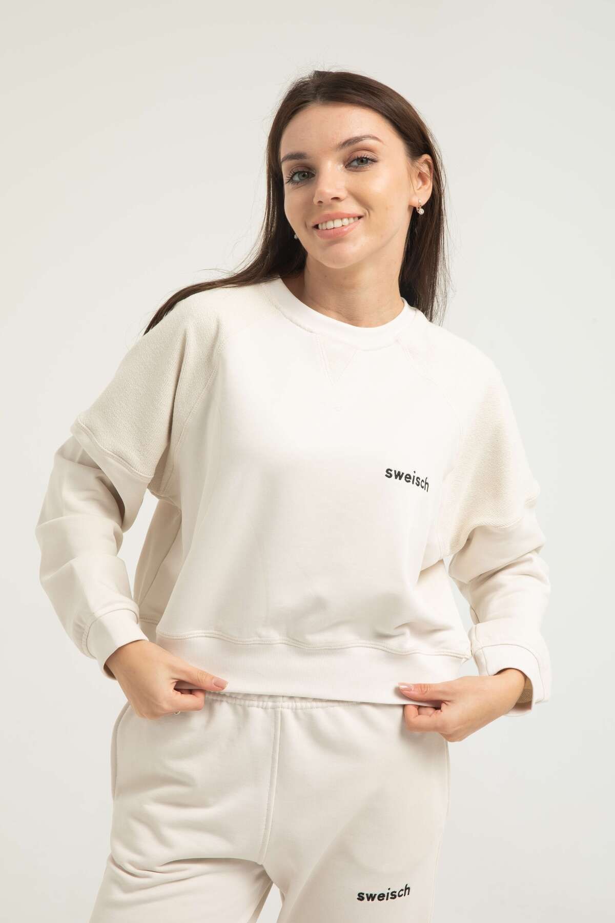 Kadın Karyoka Dikişli Sweatshirt - Kum