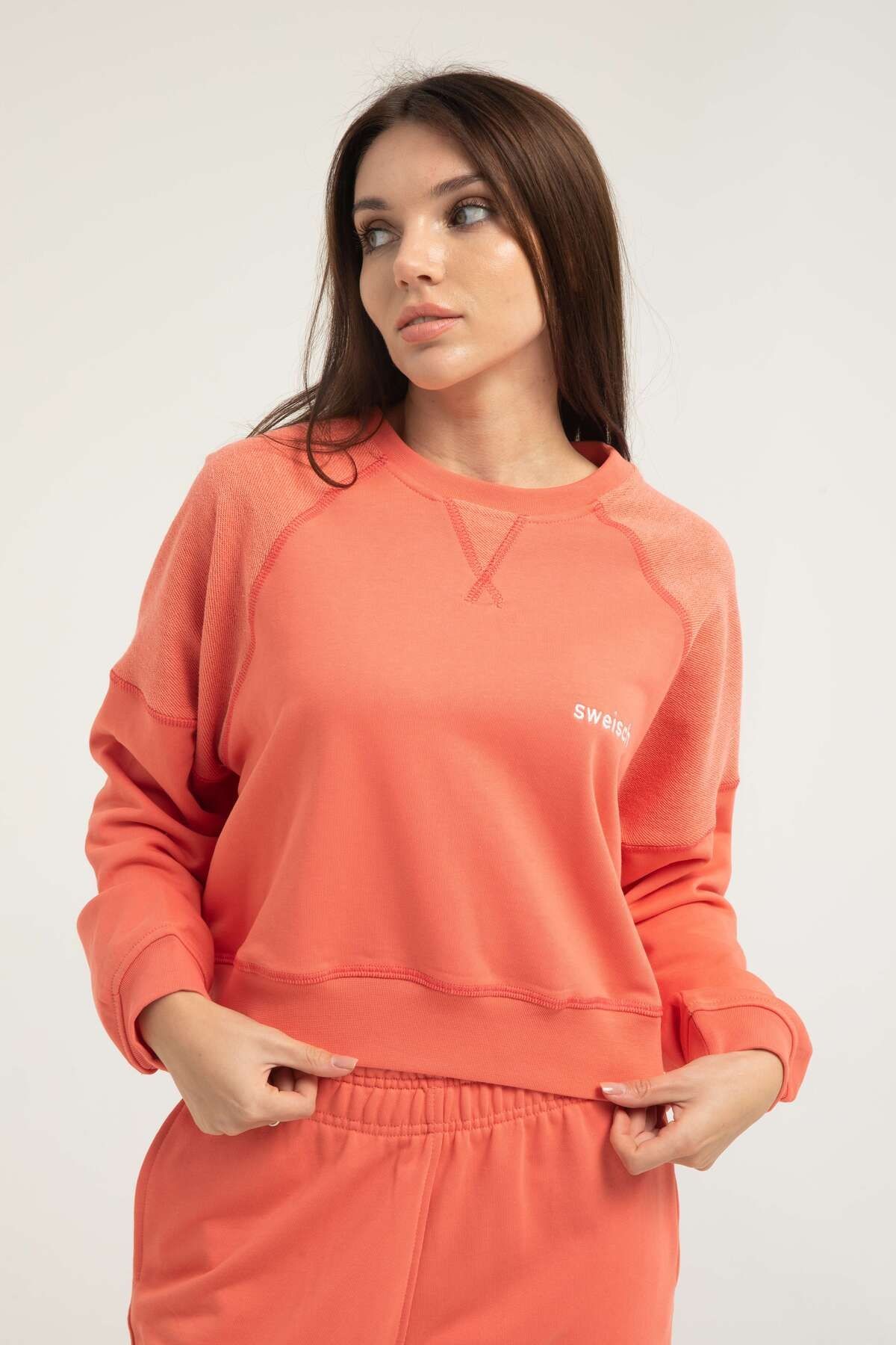 Kadın Karyoka Dikişli Sweatshirt - Gül Kurusu