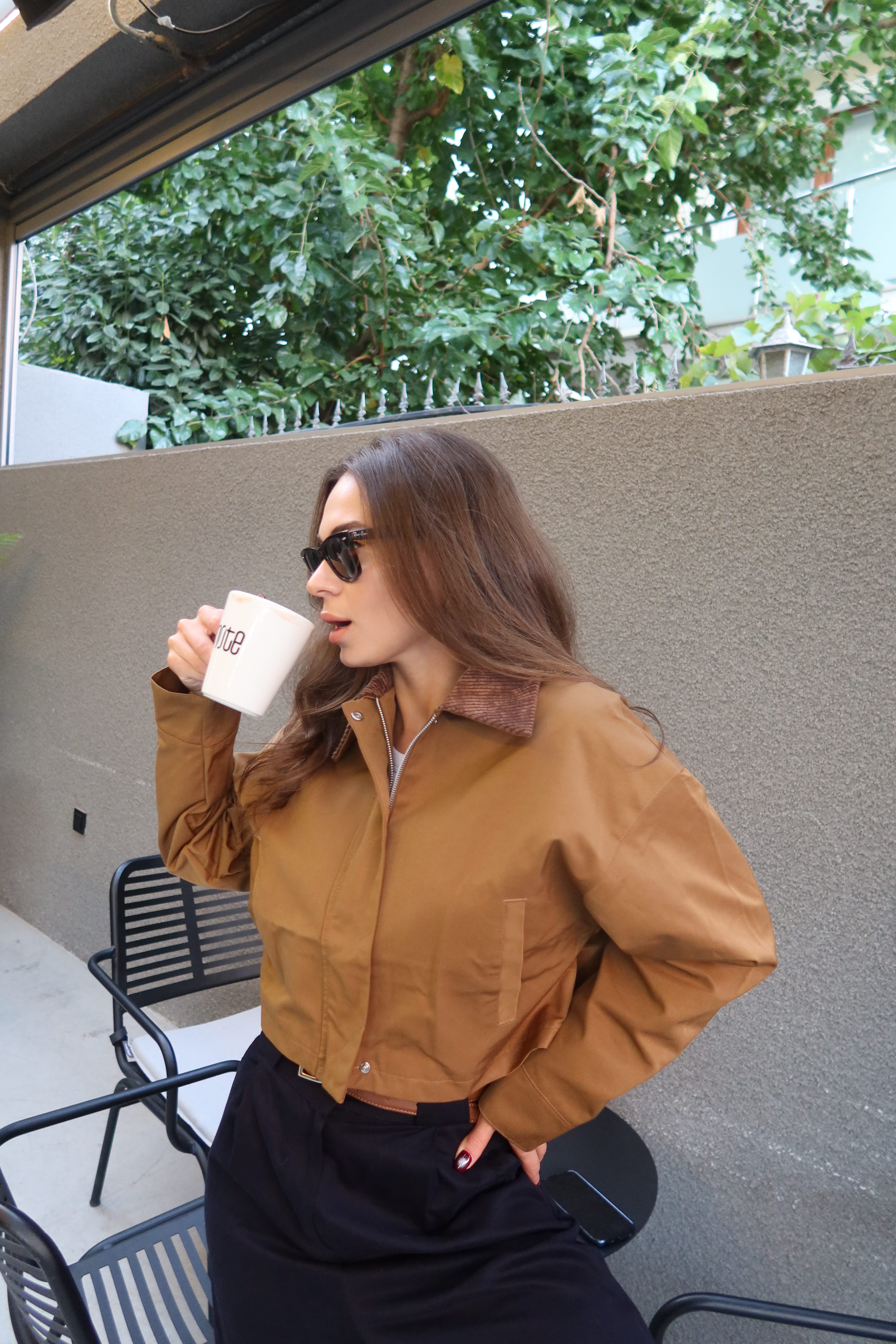 Kadife Yaka Crop Trençkot