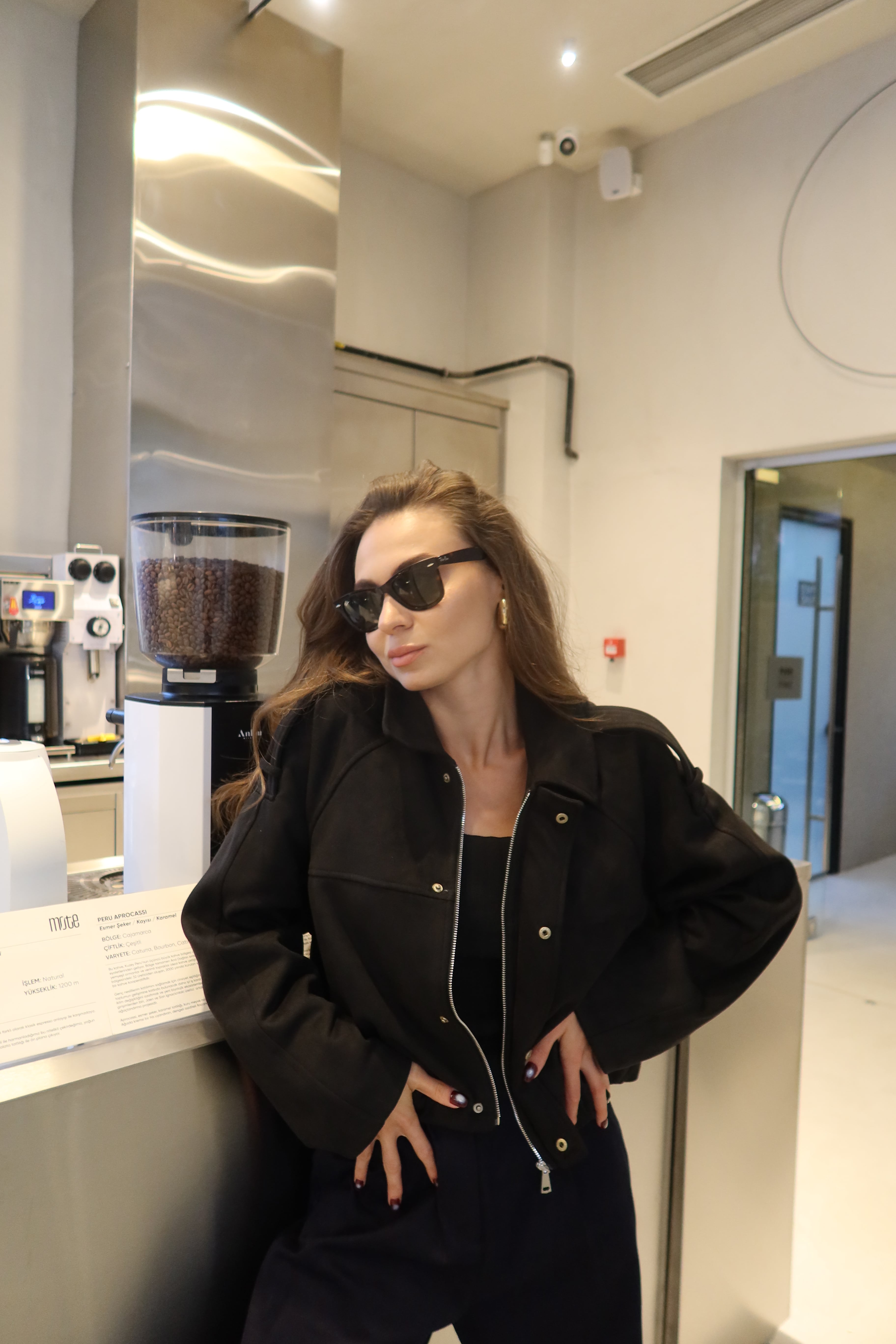 Ginevra Siyah Süvet Bomber Ceket