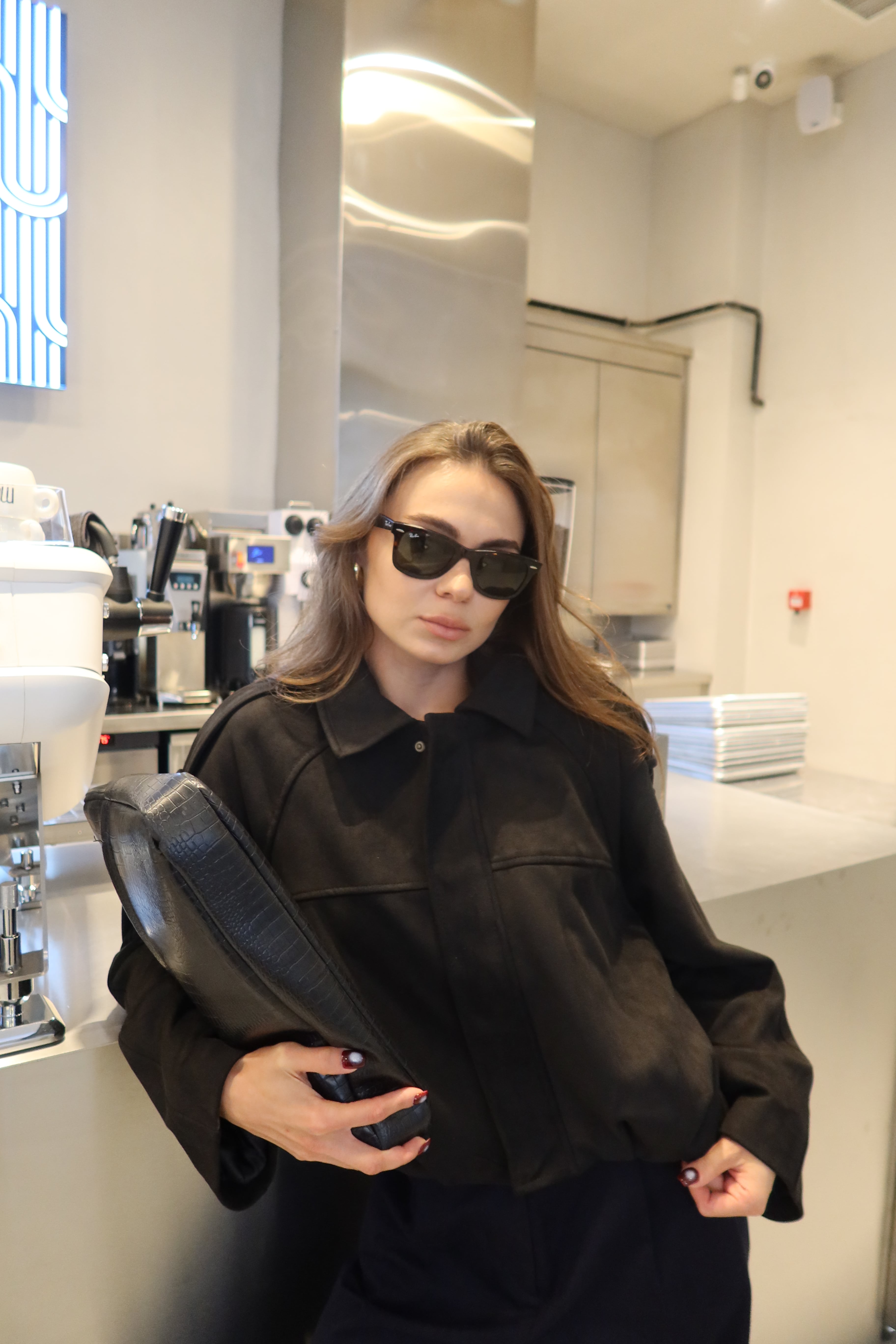 Ginevra Siyah Süvet Bomber Ceket