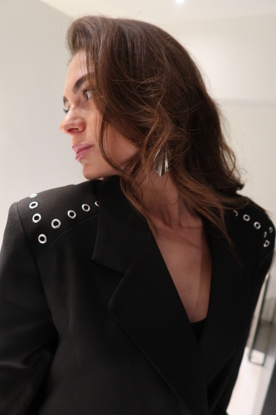 Kuş Gözü Detaylı Oversize Blazer Ceket