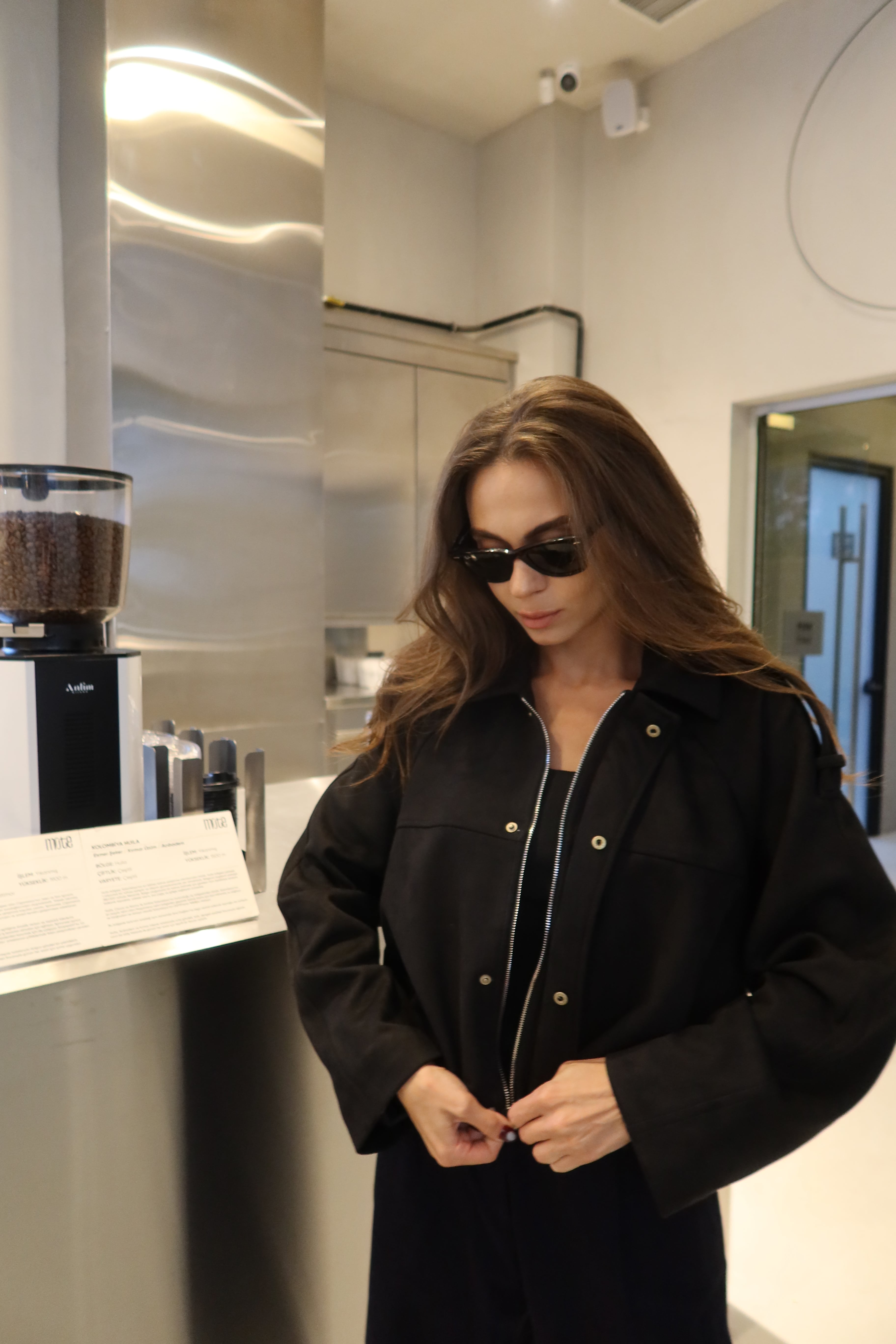 Ginevra Siyah Süvet Bomber Ceket