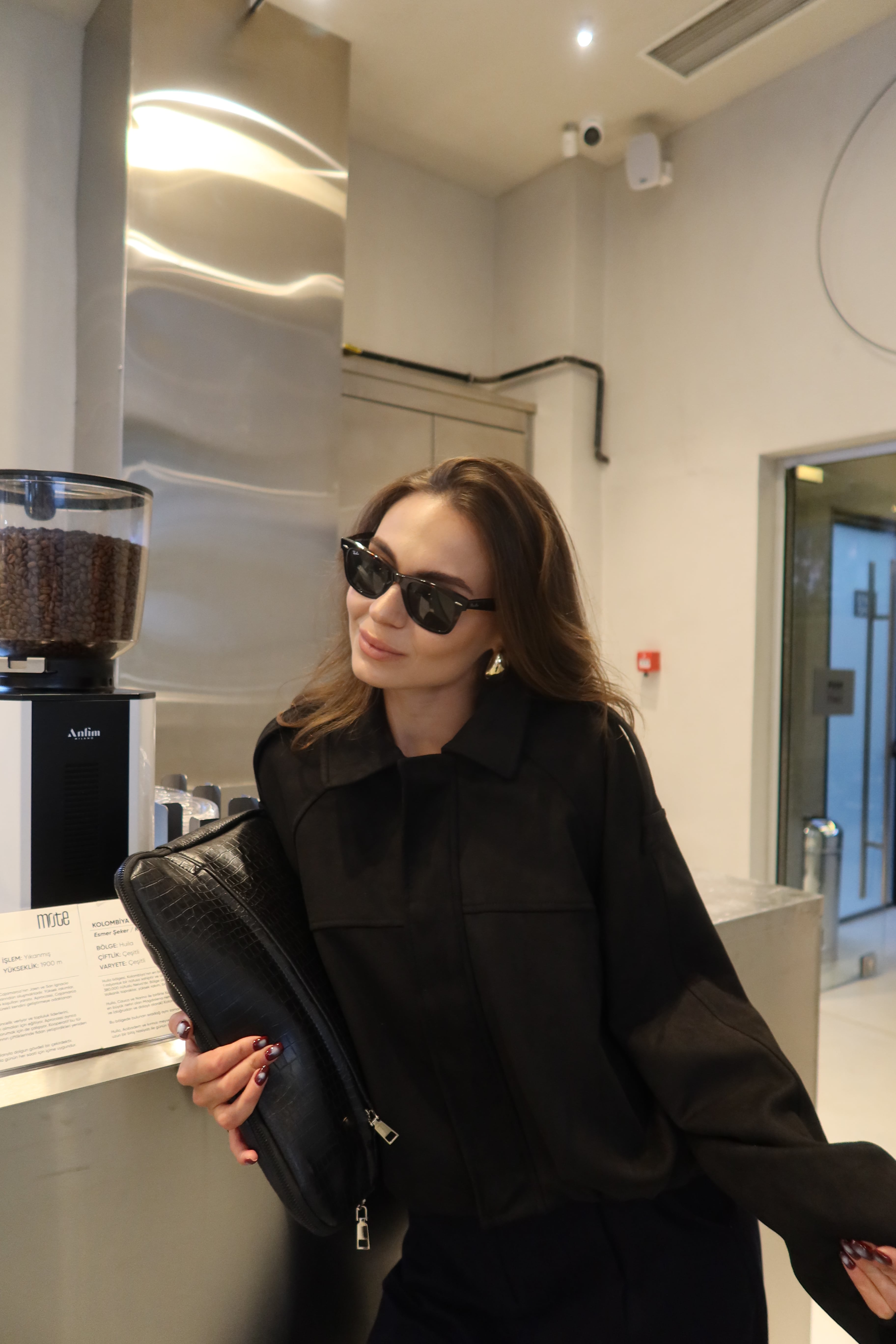 Ginevra Siyah Süvet Bomber Ceket