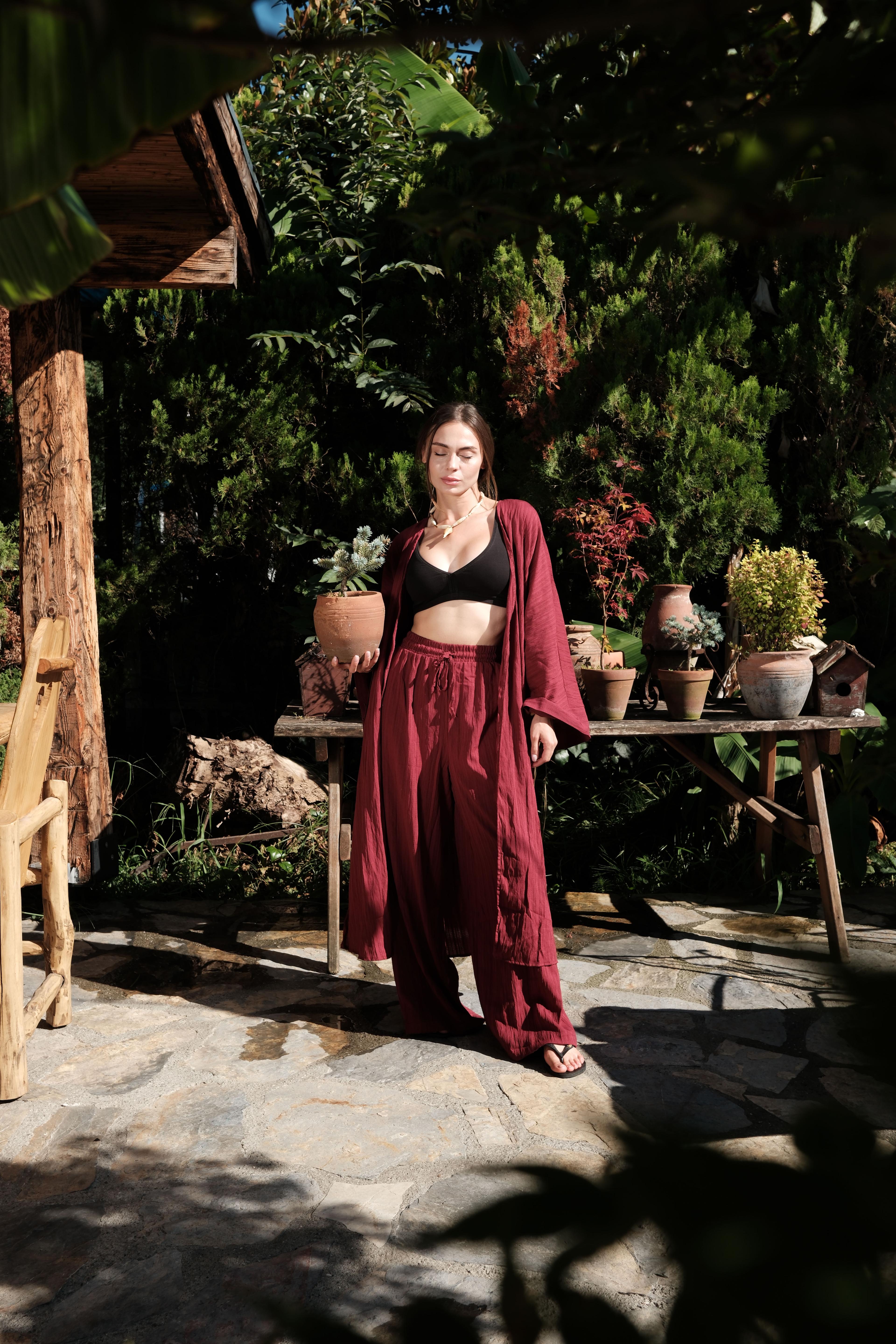 Bordo Kimono Takım