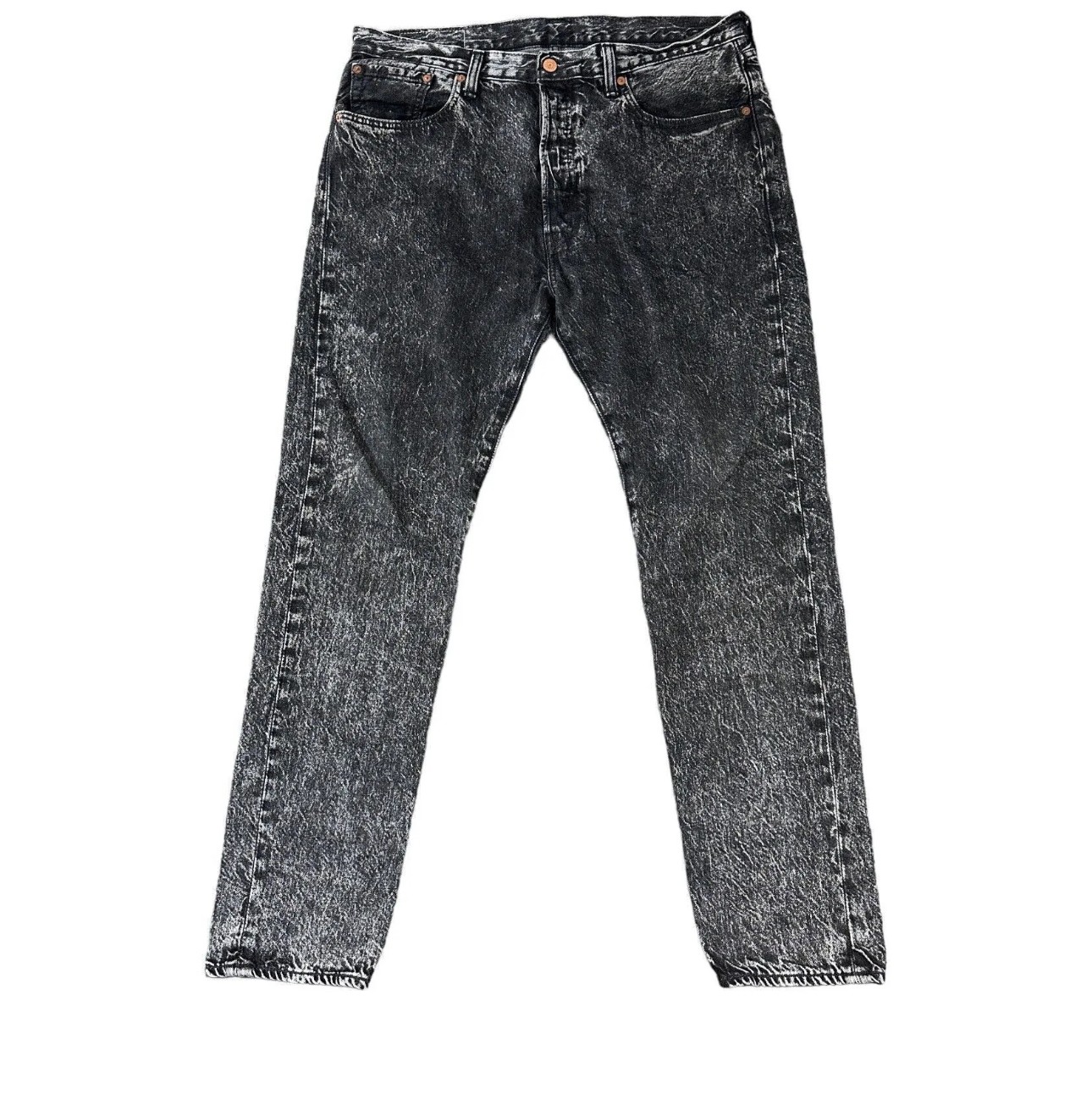 Patta X Levis 501 Ct Denim Jeans Acid Wash Straight Button Black