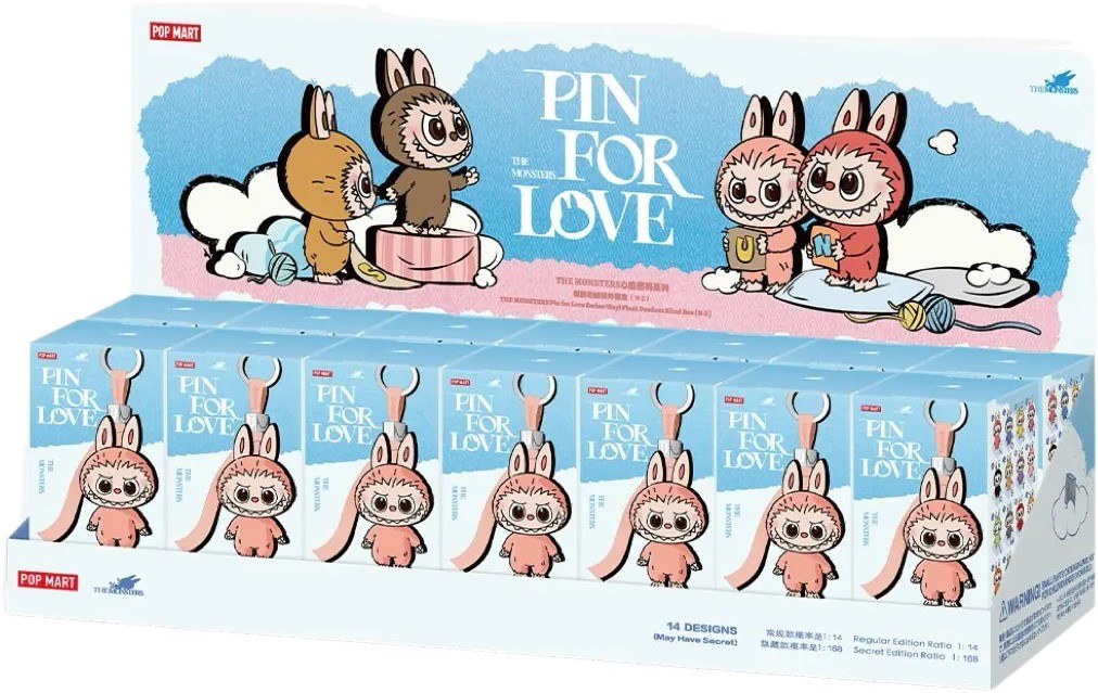 Pop Mart Labubu The Monsters Pin for Love Series Vinyl Plush Pendant (N-Z) Sealed Case (14 Blind Box)